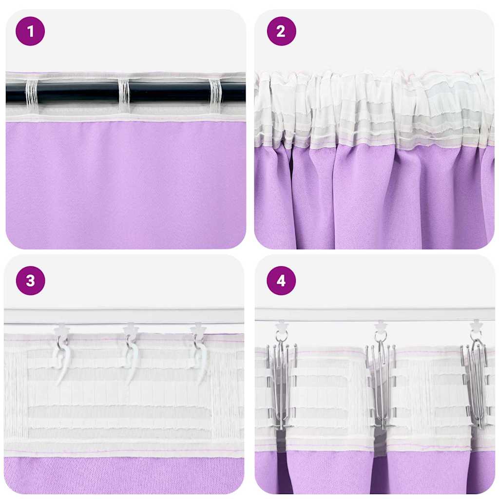 vidaXL Perdele cu perdele 2 pcs Violet 260 x 140 cm Poliester vidaXL Perdele cu perdele 2 pcs Violet 260 x 140 cm Poliester