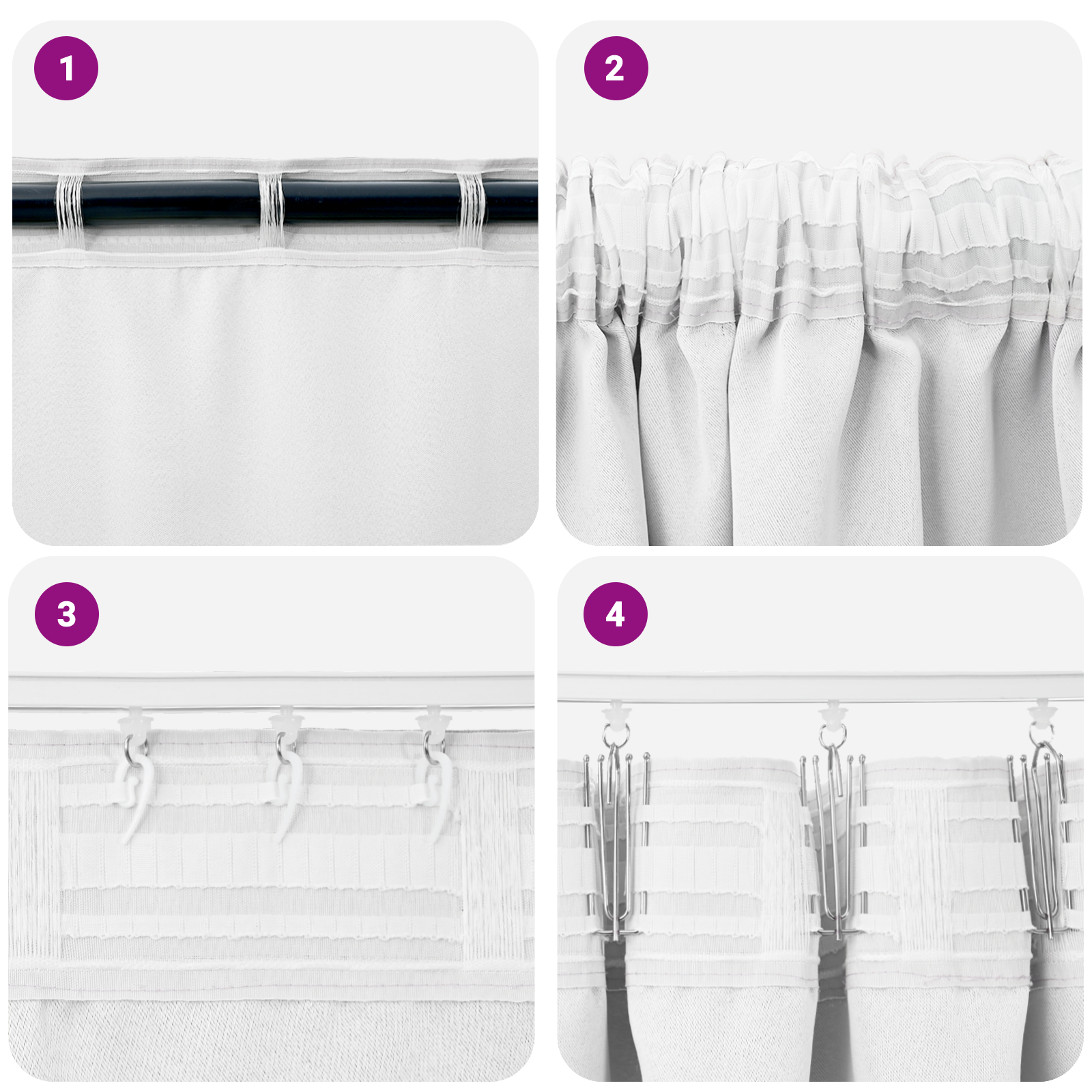 vidaXL Perdele opace cu perdele 2 pcs Alb pur 245 x 140 cm Poliester vidaXL Perdele opace cu perdele 2 pcs Alb pur 245 x 140 cm Poliester