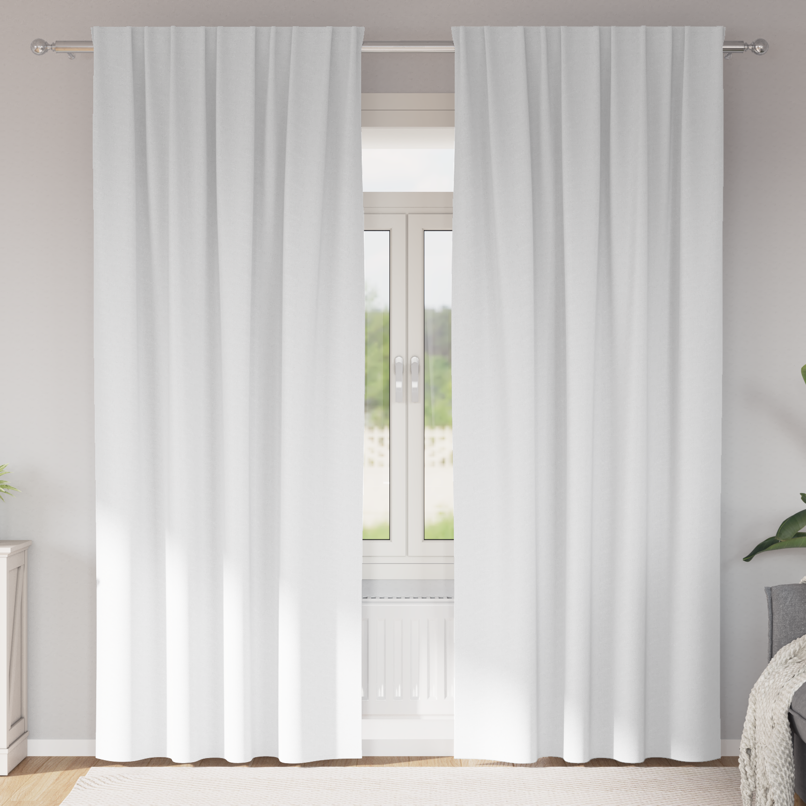 vidaXL Perdele opace cu perdele 2 pcs Alb pur 245 x 140 cm Poliester vidaXL Perdele opace cu perdele 2 pcs Alb pur 245 x 140 cm Poliester