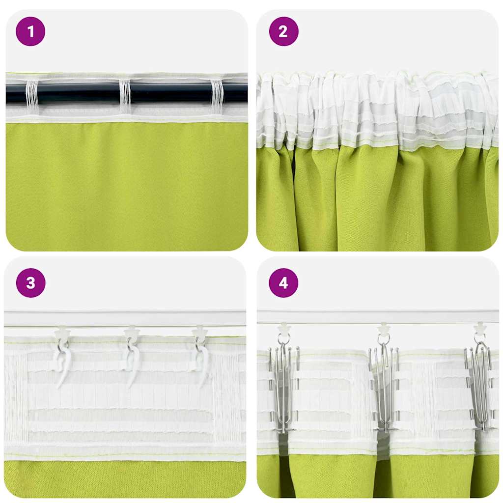 vidaXL Perdele cu perdele 2 pcs Verde măr 245 x 140 cm Poliester vidaXL Perdele cu perdele 2 pcs Verde măr 245 x 140 cm Poliester