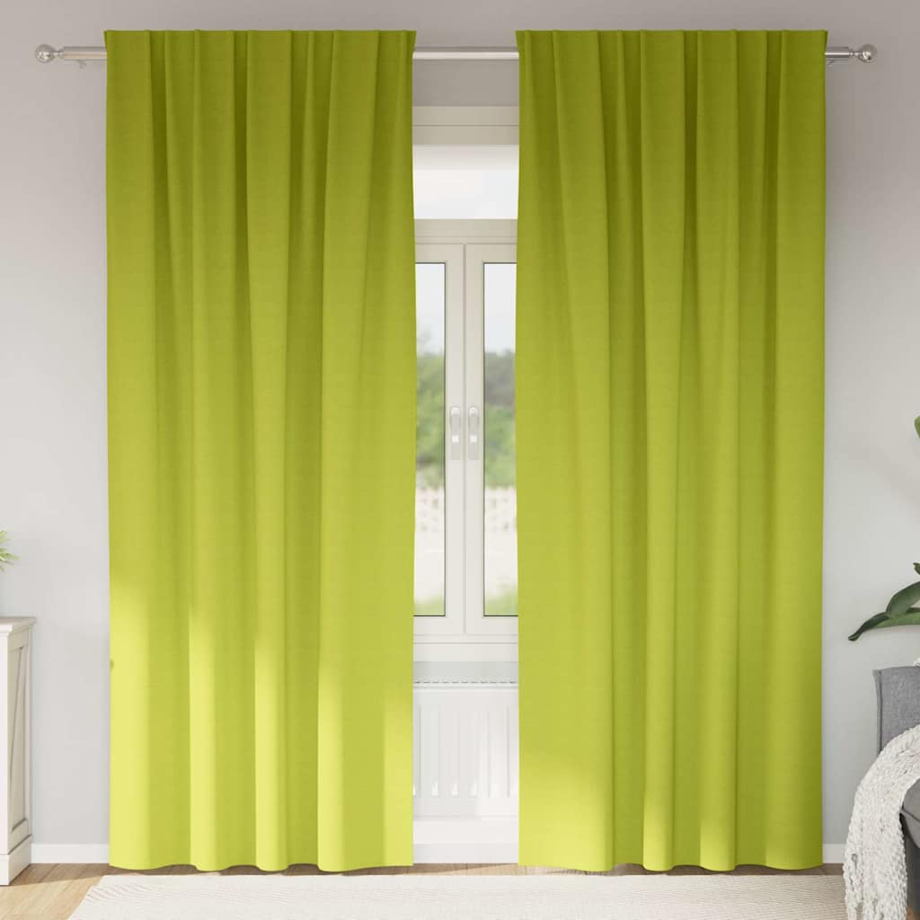 vidaXL Perdele cu perdele 2 pcs Verde măr 260 x 140 cm Poliester