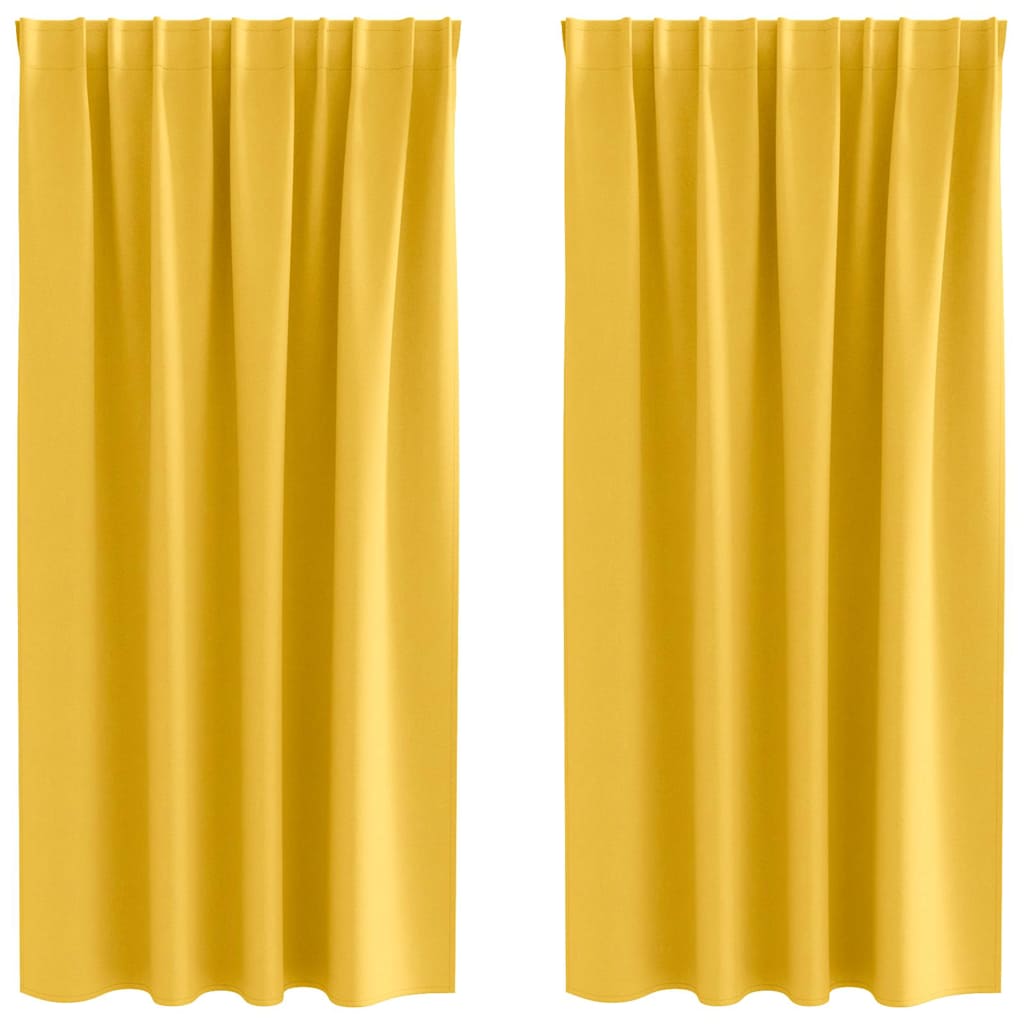 vidaXL Perdele Opaque cu Inel 2 pcs Galben muștar 175 x 140 cm