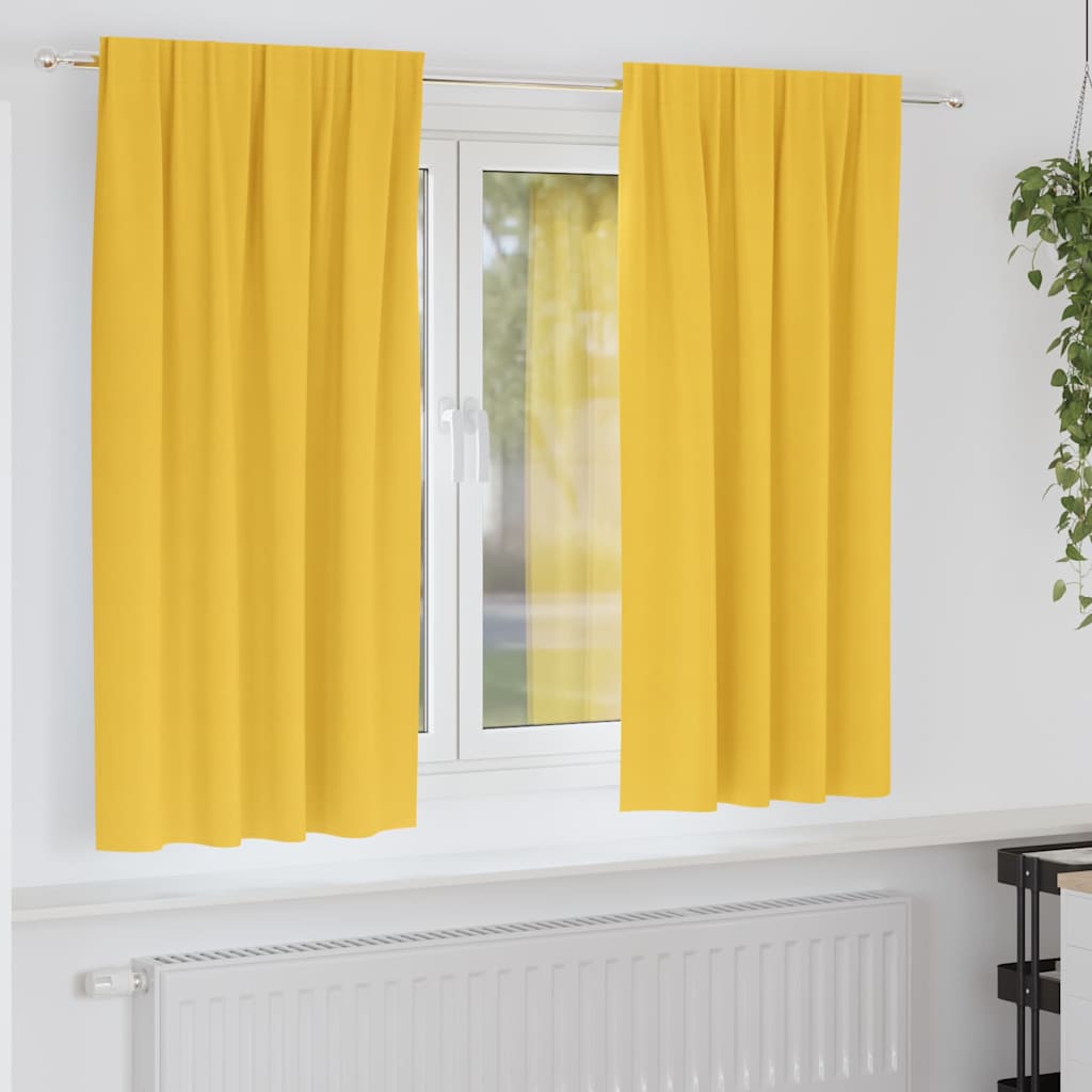 vidaXL Perdele Opaque cu Inel 2 pcs Galben muștar 175 x 140 cm