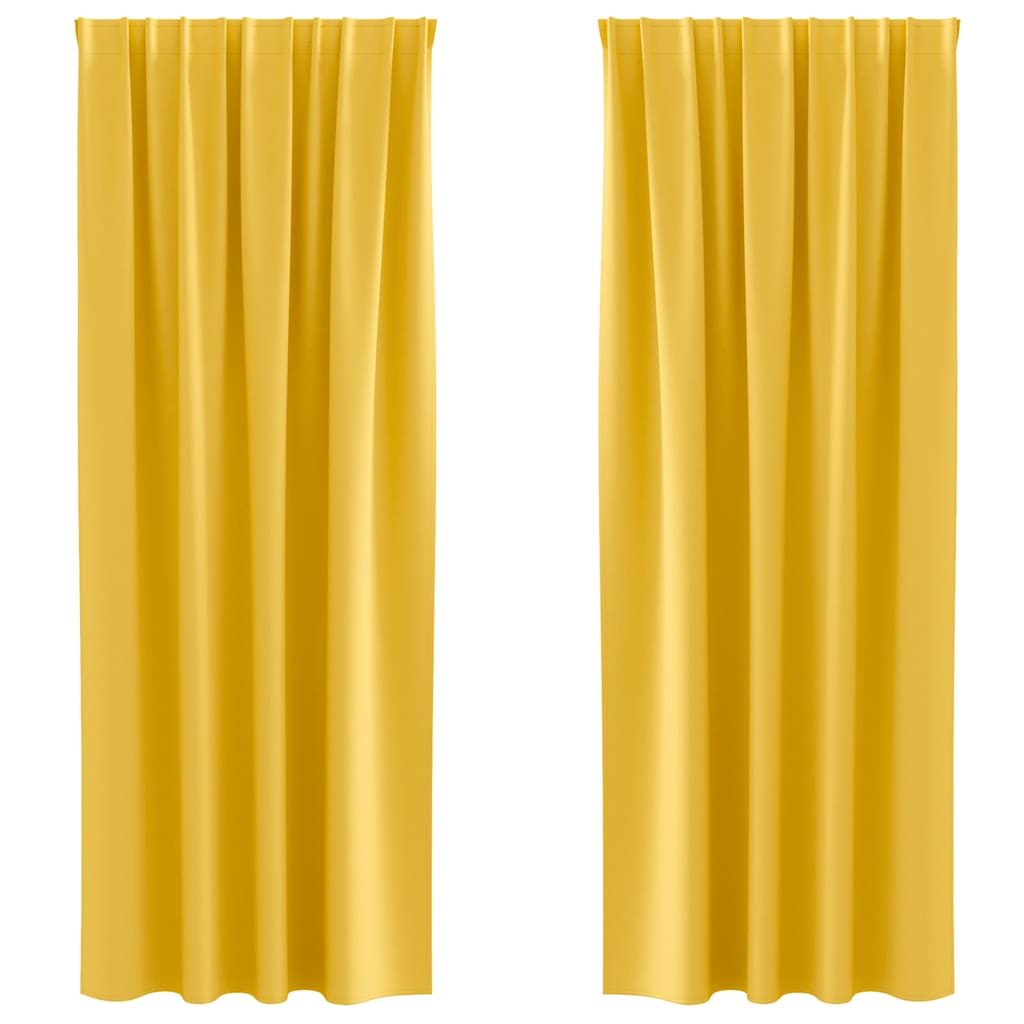 vidaXL Perdele cu perdele 2 pcs galben muștar 260 x 140 cm Poliester vidaXL Perdele cu perdele 2 pcs galben muștar 260 x 140 cm Poliester