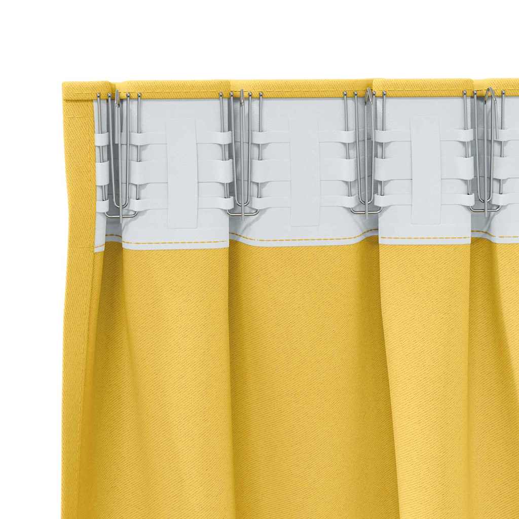 vidaXL Perdele cu perdele 2 pcs galben muștar 260 x 140 cm Poliester vidaXL Perdele cu perdele 2 pcs galben muștar 260 x 140 cm Poliester