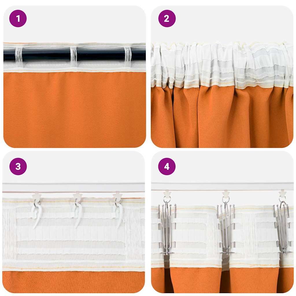 vidaXL Perdele 2 pcs Portocaliu intens 140 x 140 cm Poliester