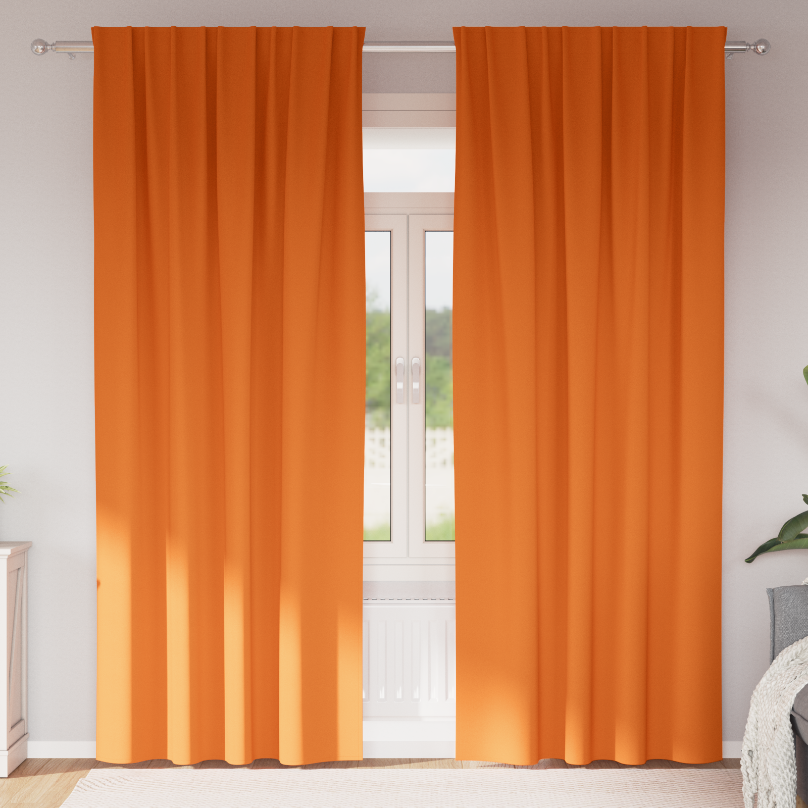 vidaXL Perdele Opaque cu Inel 2 pcs Portocalie Aprinsă 260 x 140 cm