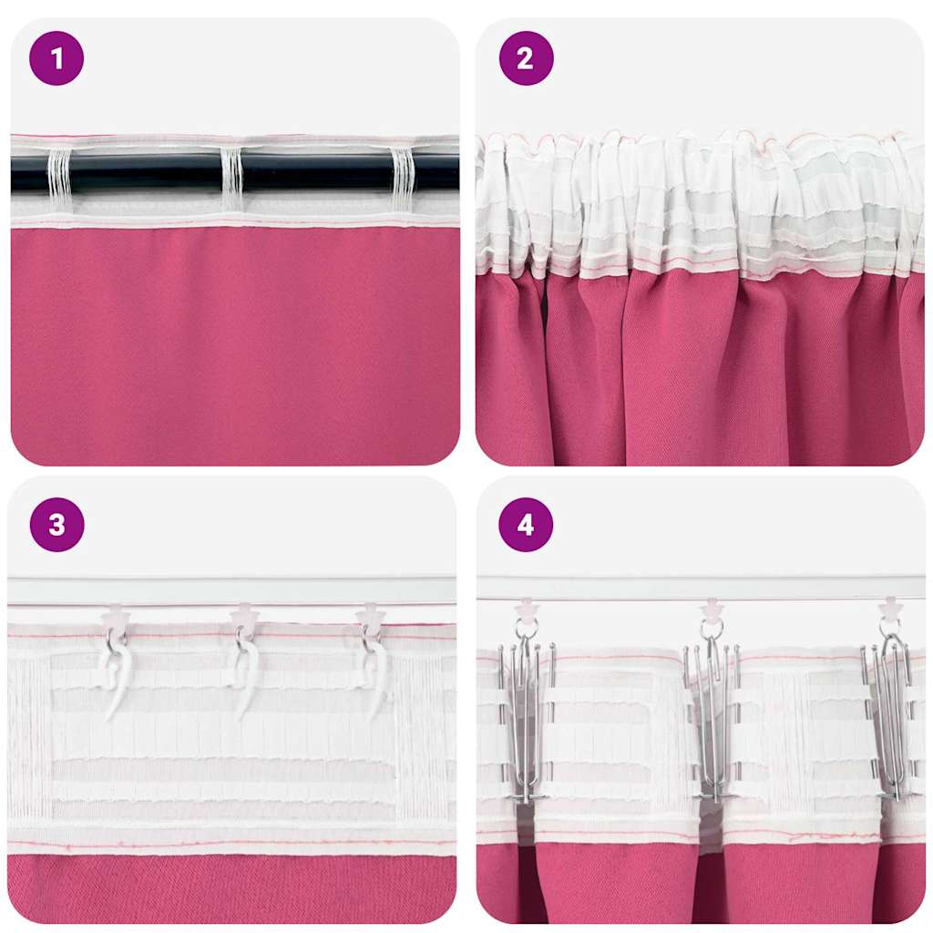vidaXL Perdele cu perdele 2 pcs Roz intens 225 x 140 cm Poliester vidaXL Perdele cu perdele 2 pcs Roz intens 225 x 140 cm Poliester