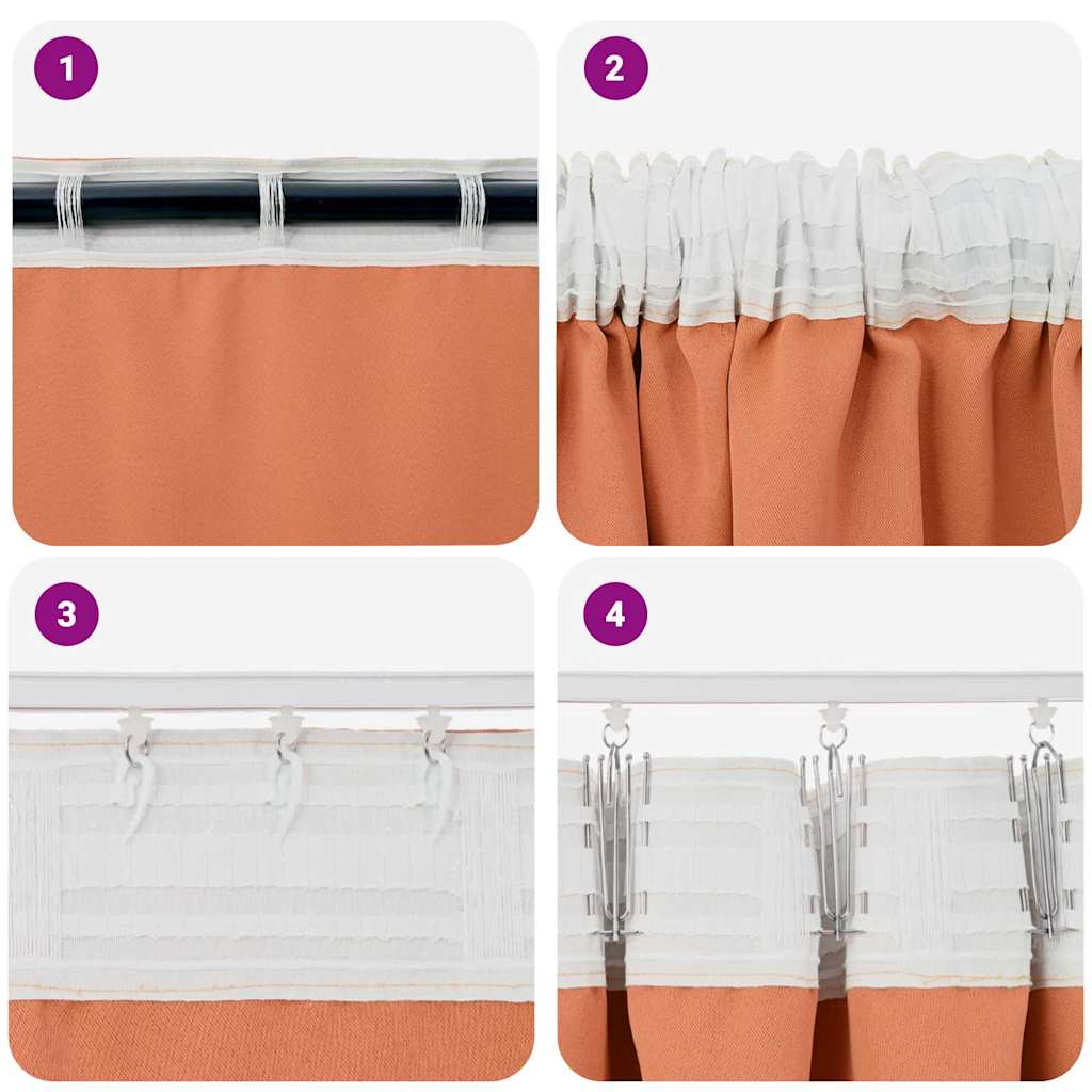 vidaXL Perdele cu perdele 2 pcs Terracota 225 x 140 cm Poliester