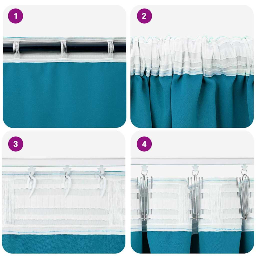 vidaXL Perdele cu perdele 2 pcs Turcoaz 225 x 140 cm Poliester
