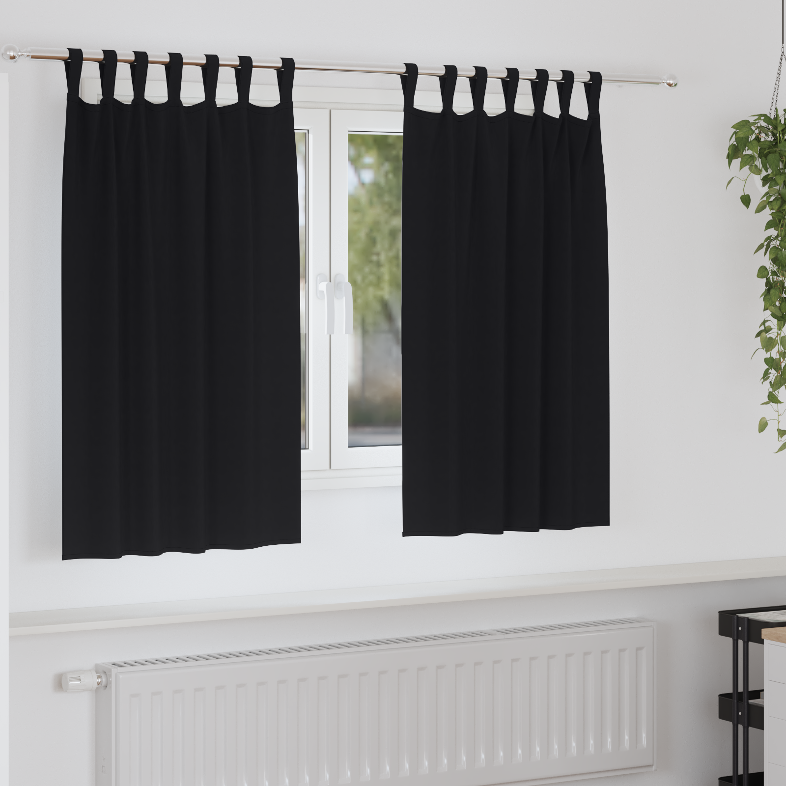 vidaXL Perdele opace cu perdele 2 pcs Negru 140 x 140 cm Poliester vidaXL Perdele opace cu perdele 2 pcs Negru 140 x 140 cm Poliester