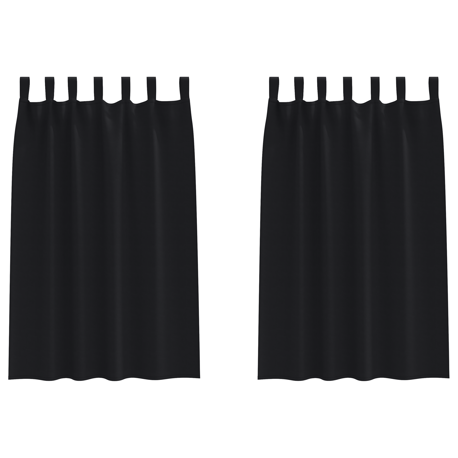 vidaXL Perdele cu perdele 2 pcs Negru Poliester vidaXL Perdele cu perdele 2 pcs Negru Poliester