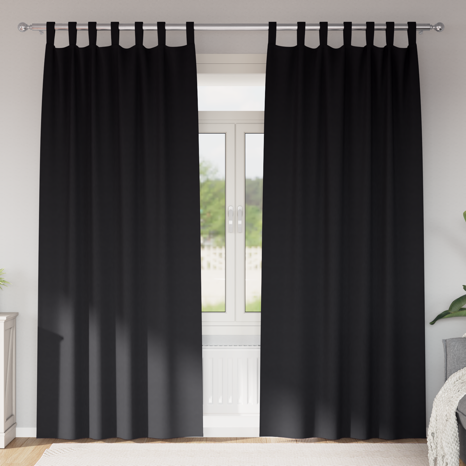 vidaXL Perdele opace cu perdele 2 pcs Negru 225 x 140 cm Poliester vidaXL Perdele opace cu perdele 2 pcs Negru 225 x 140 cm Poliester