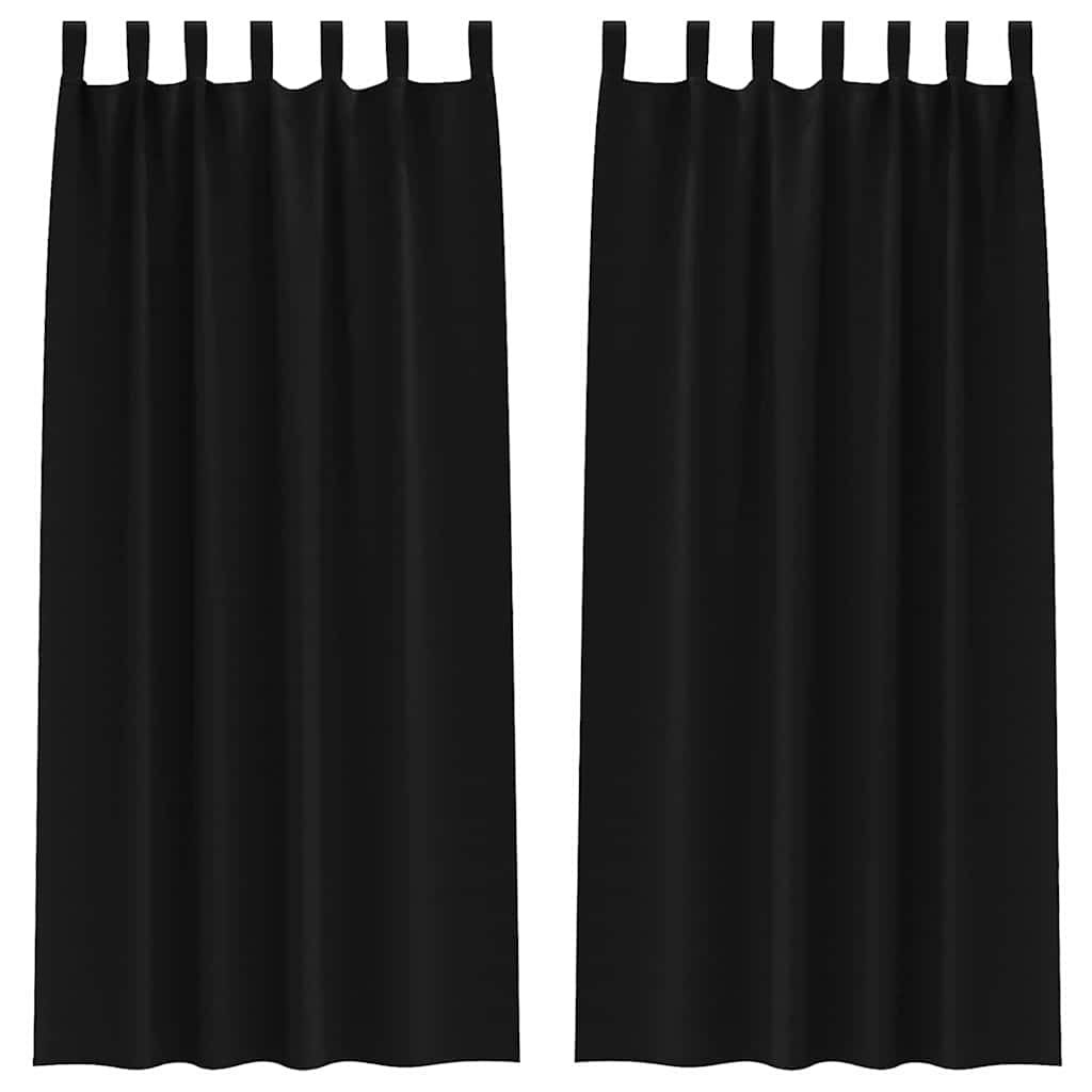 vidaXL Perdele cu perdele 2 pcs Negru 245 x 140 cm Poliester vidaXL Perdele cu perdele 2 pcs Negru 245 x 140 cm Poliester