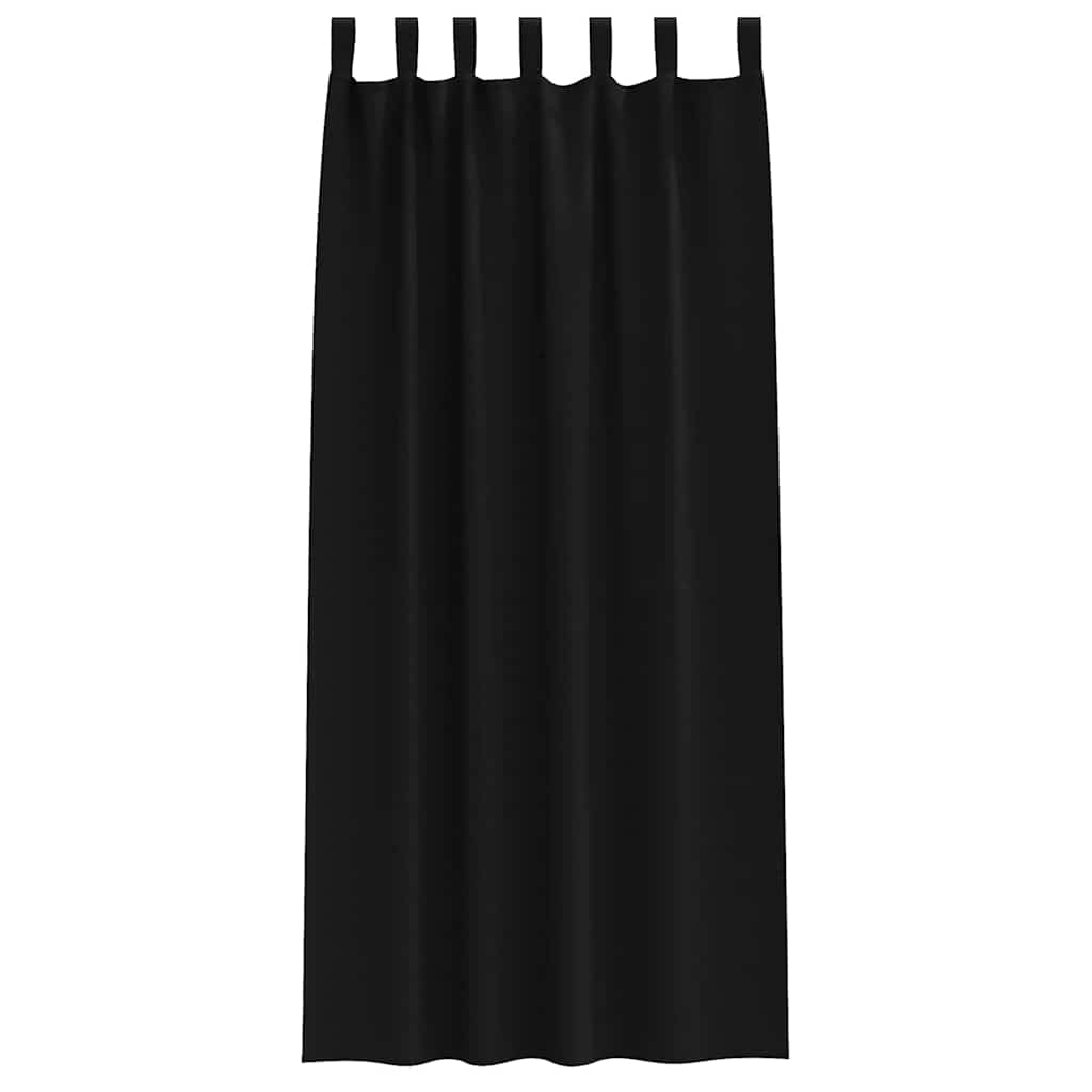 vidaXL Perdele cu perdele 2 pcs Negru 260 x 140 cm Poliester vidaXL Perdele cu perdele 2 pcs Negru 260 x 140 cm Poliester