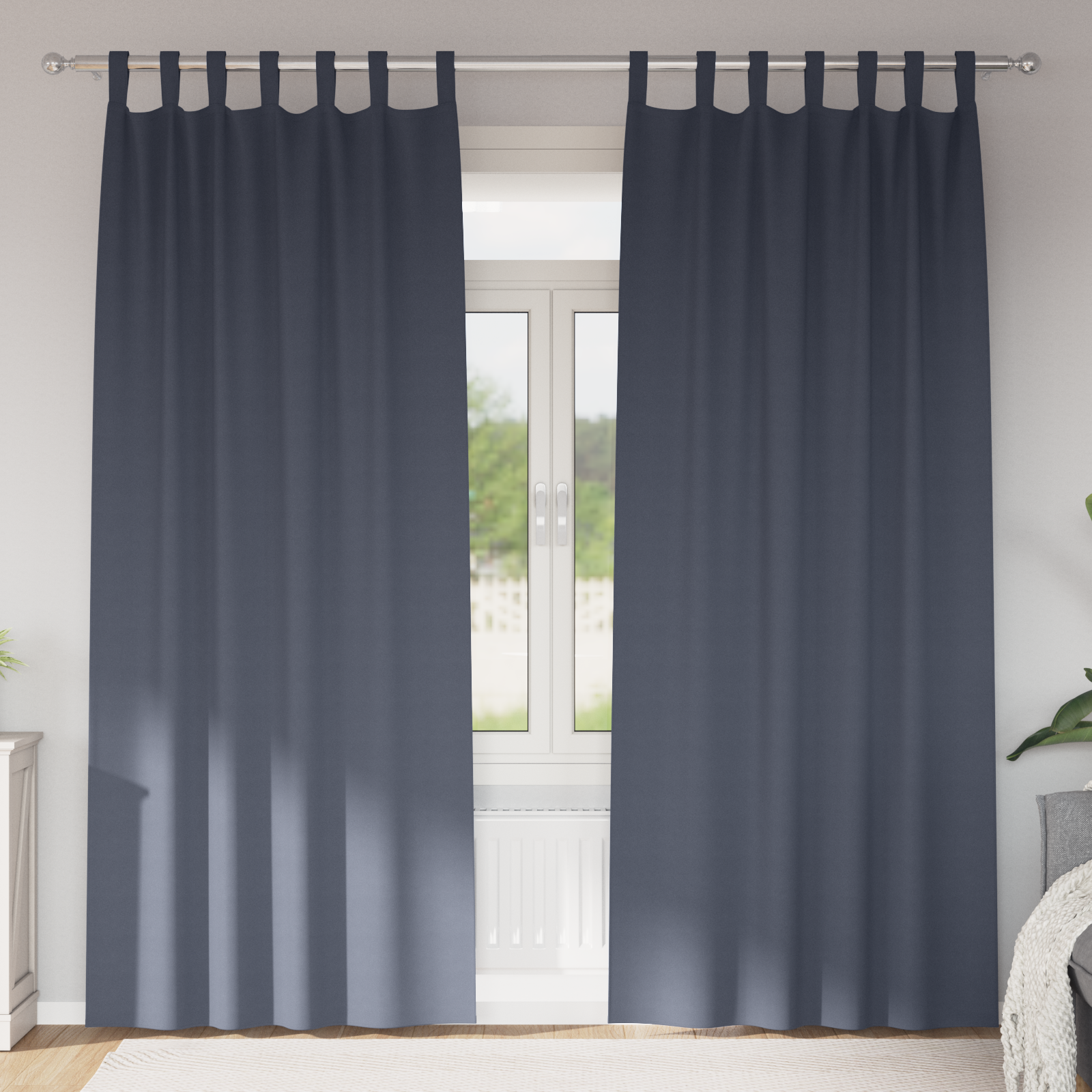 vidaXL Perdele opace cu perdele 2 pcs Antracit 225 x 140 cm Poliester