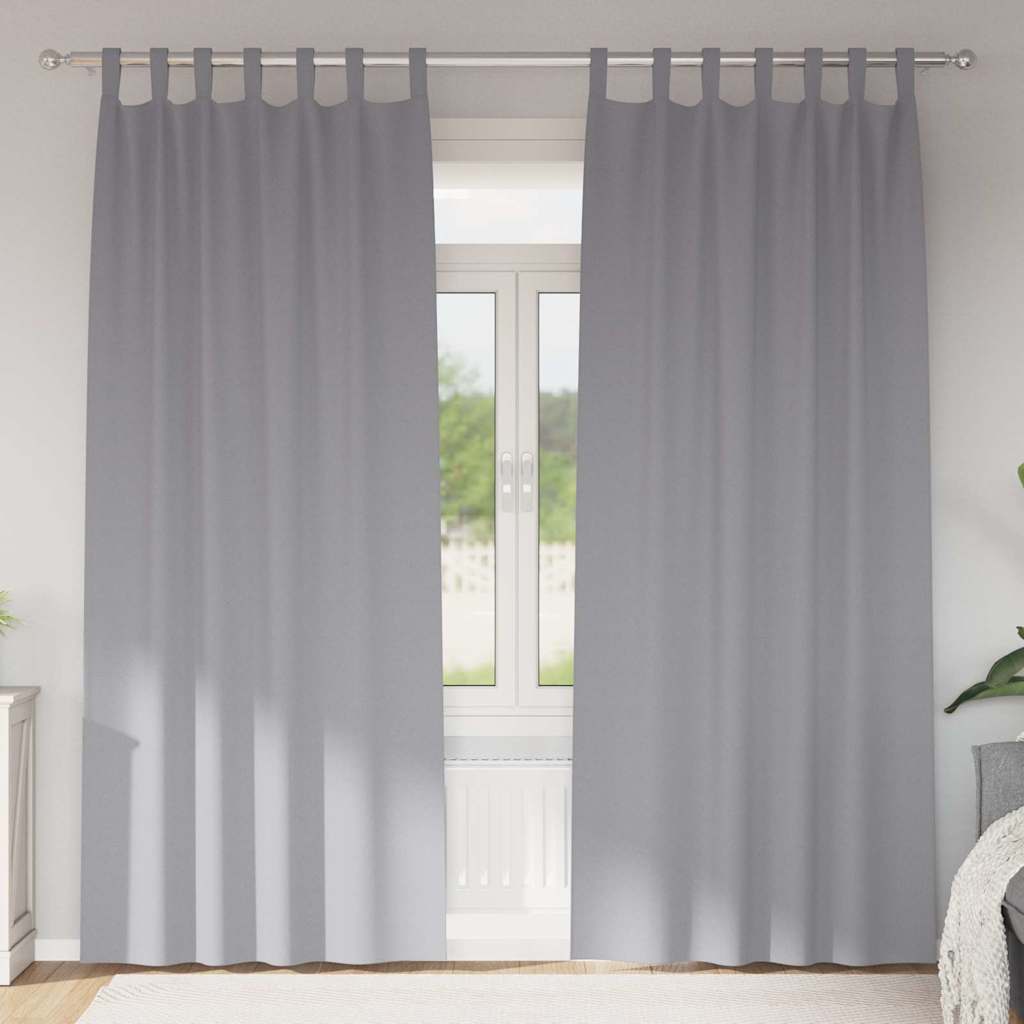 vidaXL Perdele Opaque cu Inel 2 pcs Gri deschis 225 x 140 cm Poliester