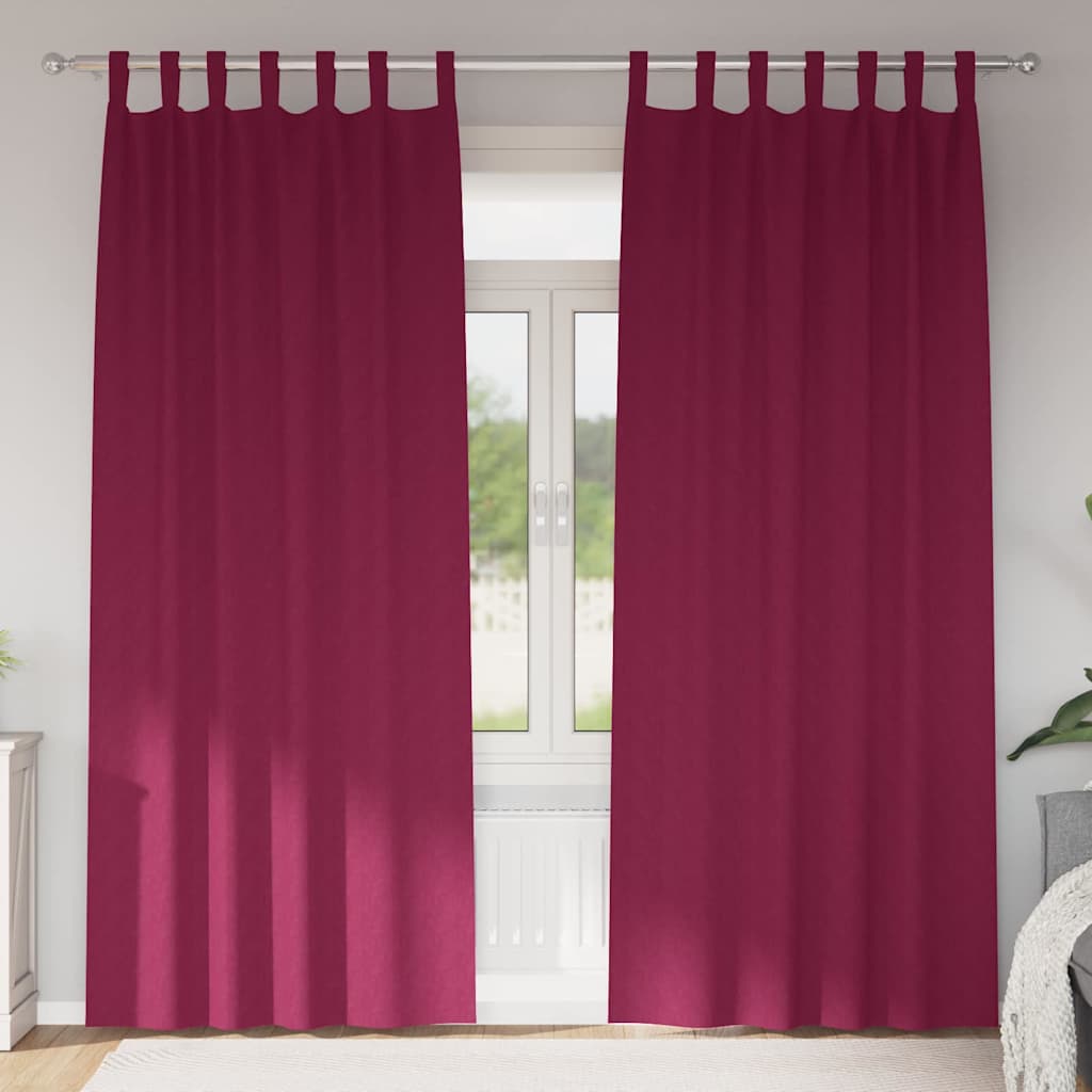 vidaXL Perdele cu perdele 2 pcs Roșu Vin Poliester vidaXL Perdele cu perdele 2 pcs Roșu Vin Poliester