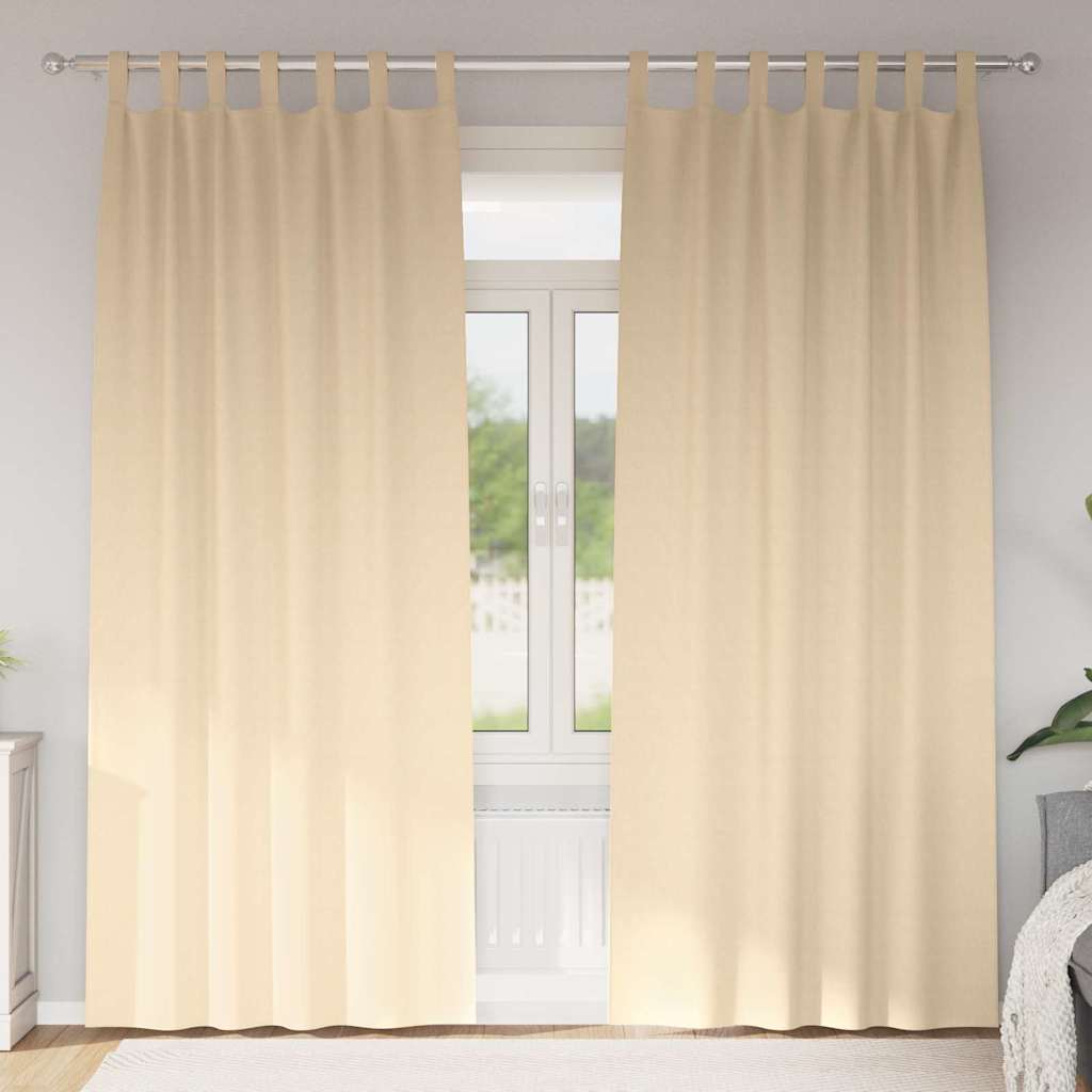 vidaXL Perdele cu perdele 2 pcs Crem 260 x 140 cm Poliester