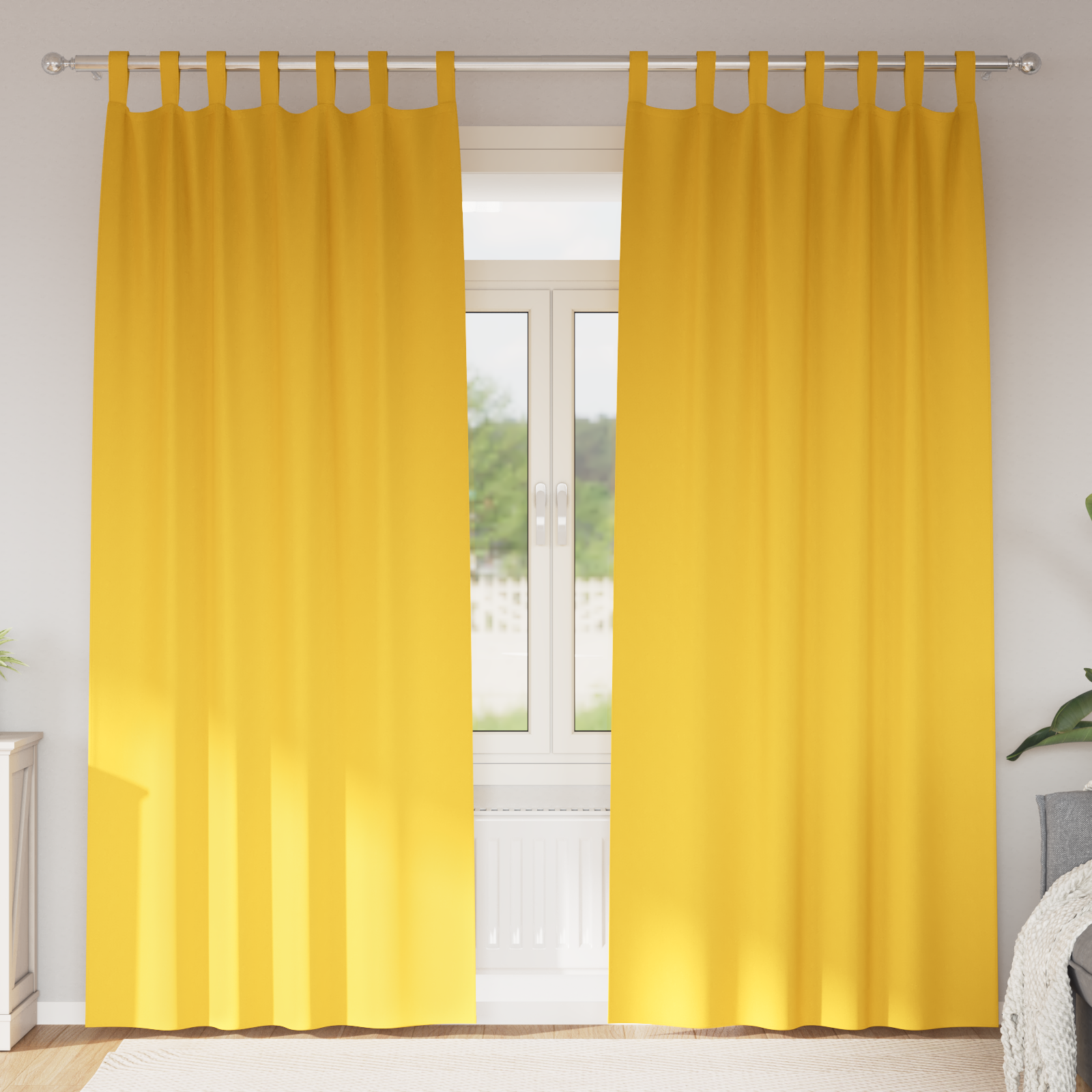 vidaXL Perdele opace 2 pcs galben muștar 225 x 140 cm Poliester