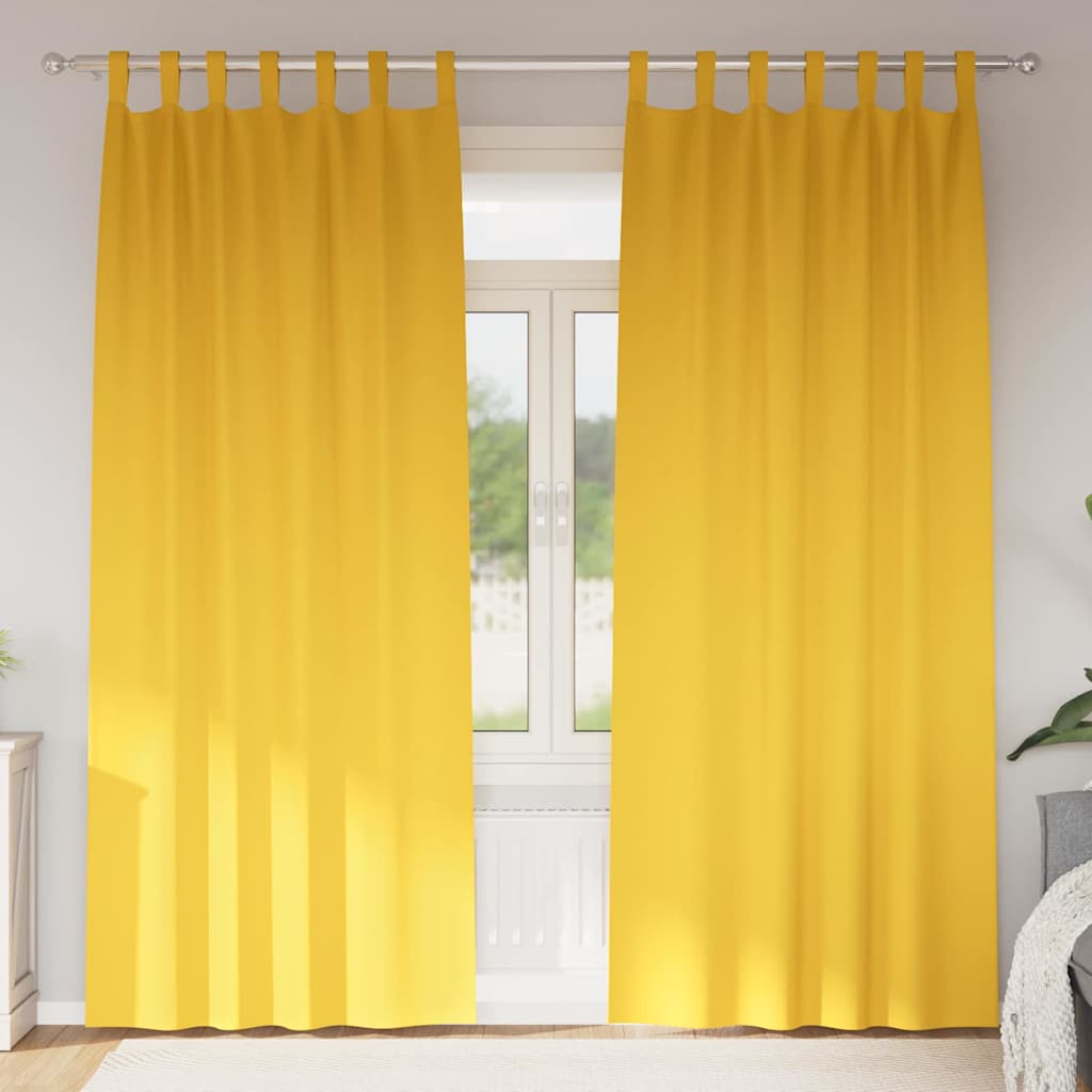 vidaXL Perdele cu perdele 2 pcs galben muștar 260 x 140 cm Poliester