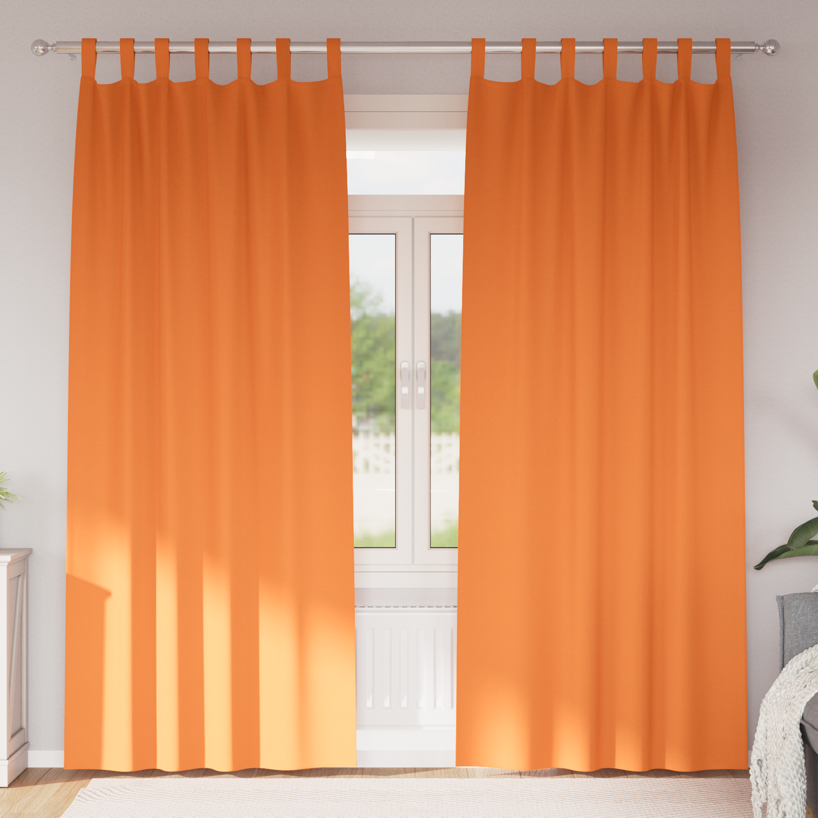 vidaXL Perdele opace 2 pcs Portocaliu intens 225 x 140 cm Poliester