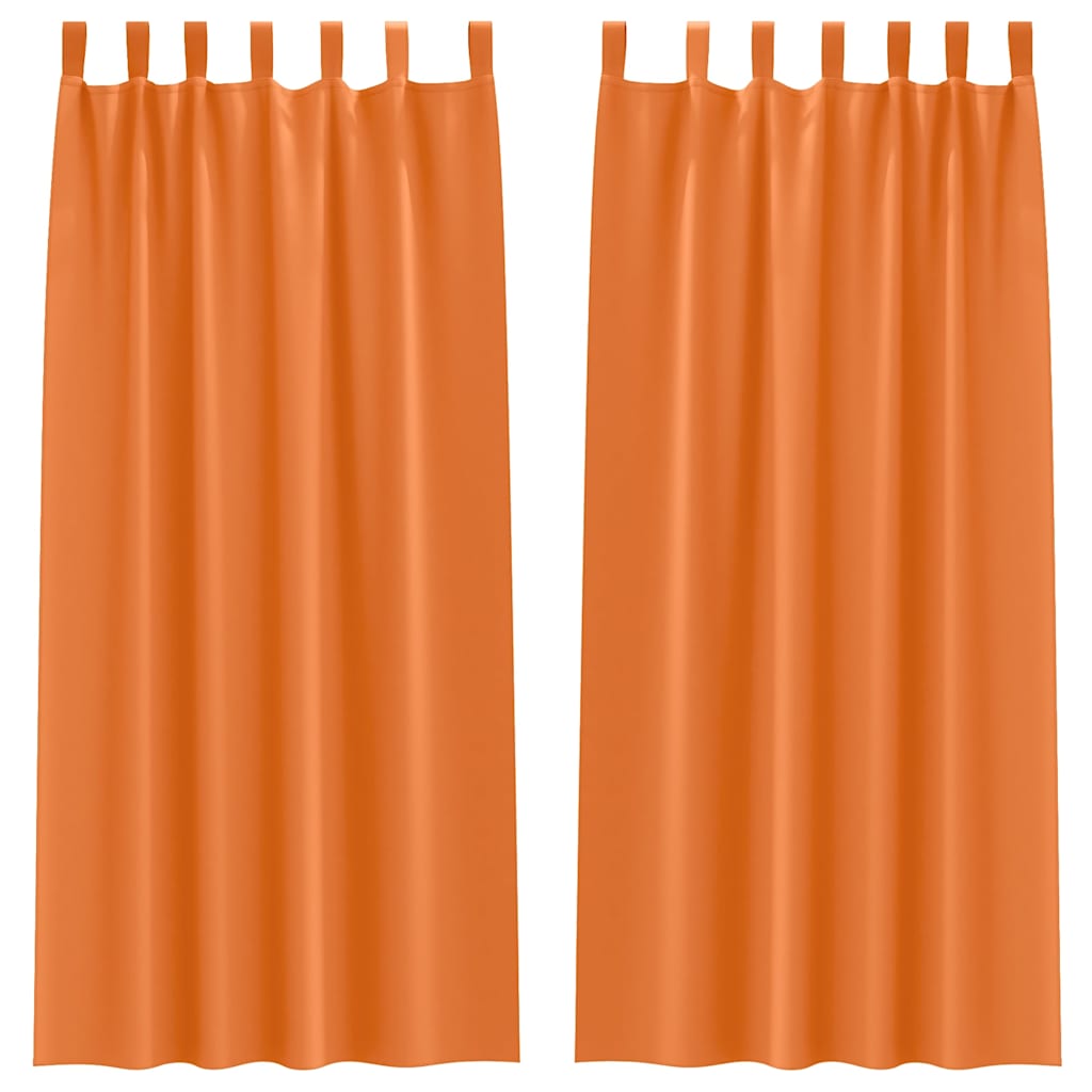 vidaXL Perdele cu perdele 2 pcs Portocaliu intens Poliester vidaXL Perdele cu perdele 2 pcs Portocaliu intens Poliester