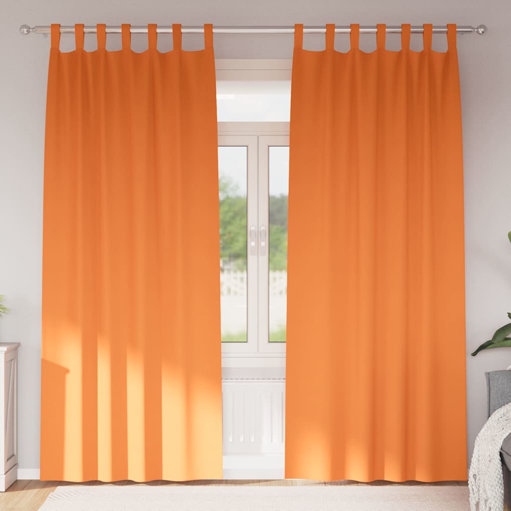 vidaXL Perdele cu perdele 2 pcs Portocaliu intens Poliester vidaXL Perdele cu perdele 2 pcs Portocaliu intens Poliester