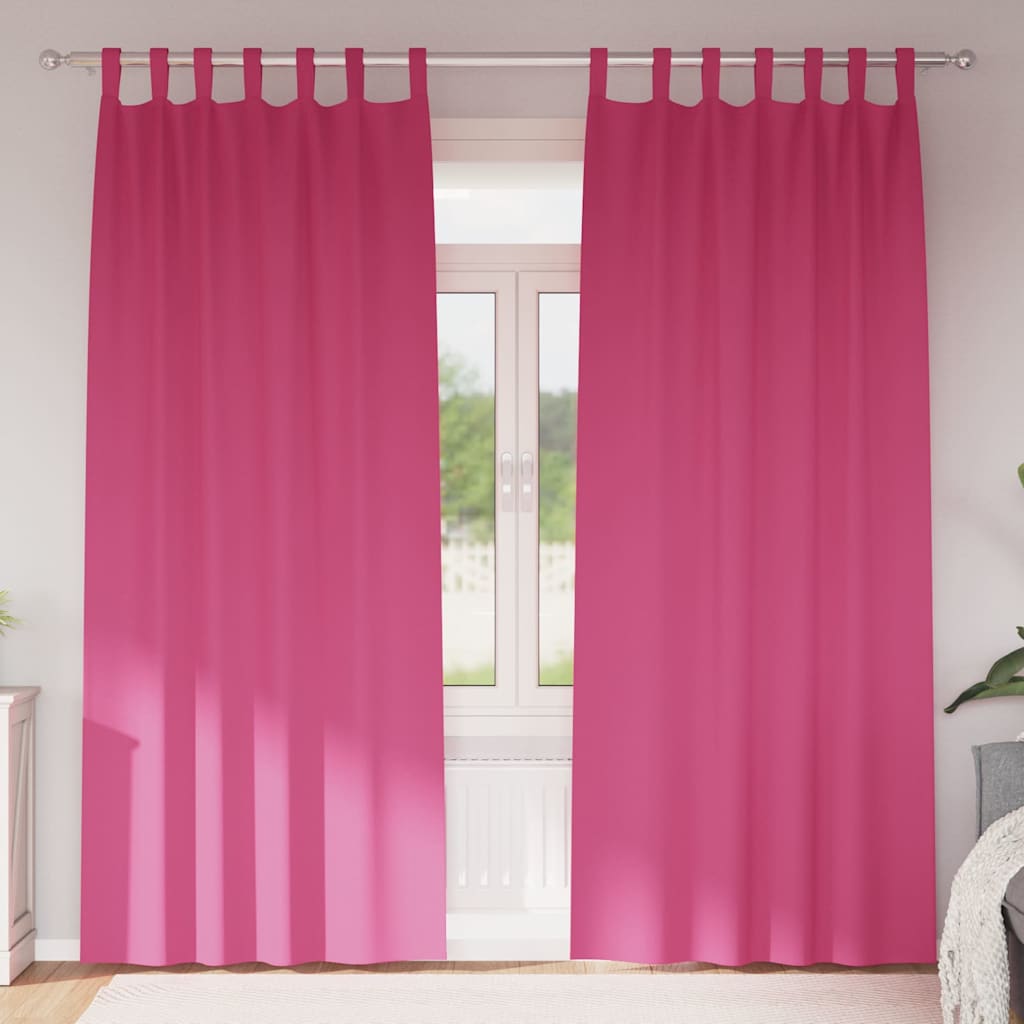 vidaXL Perdele cu perdele 2 pcs Roz intens 245 x 140 cm Poliester vidaXL Perdele cu perdele 2 pcs Roz intens 245 x 140 cm Poliester