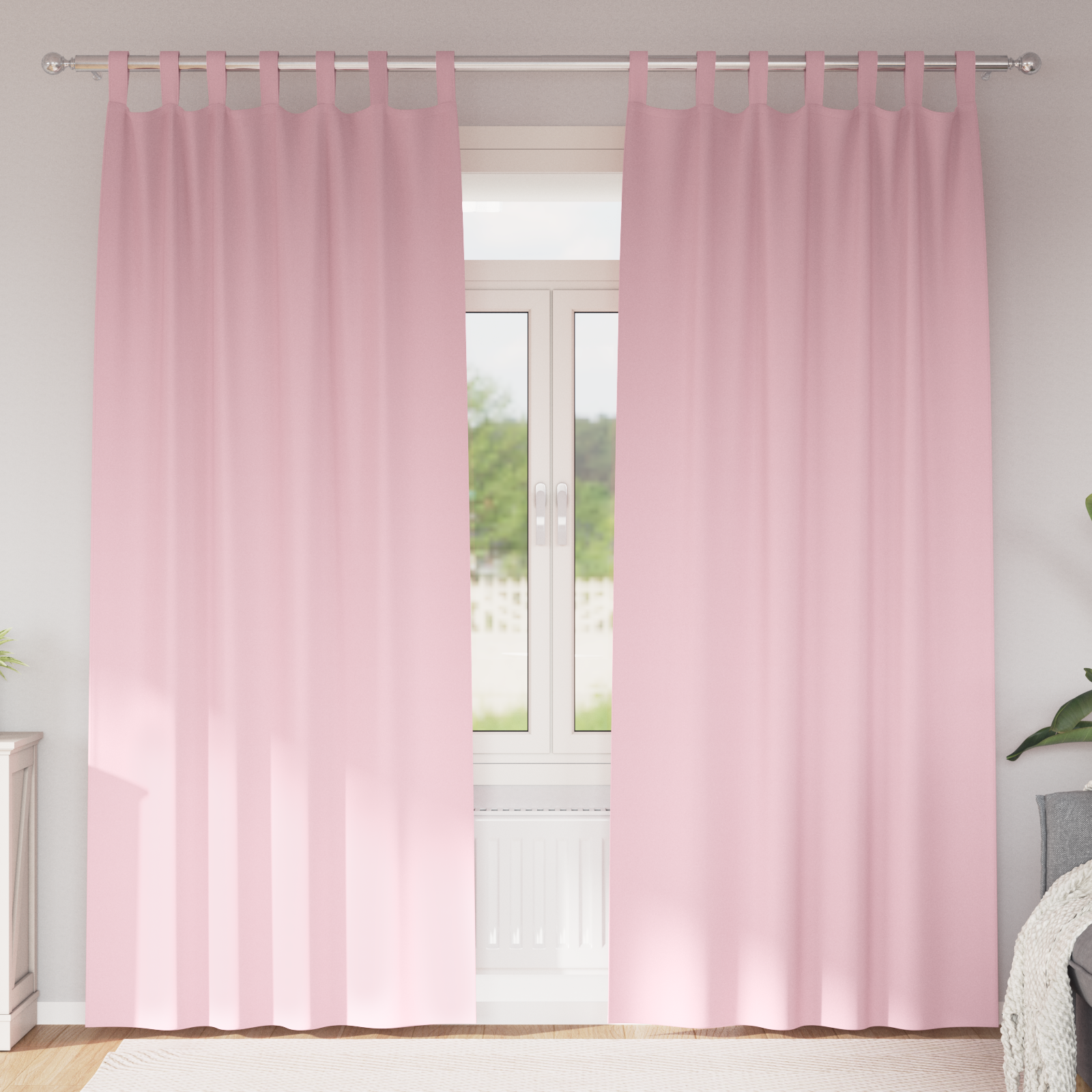 vidaXL Perdele cu perdele 2 pcs Roz bebeluș Poliester vidaXL Perdele cu perdele 2 pcs Roz bebeluș Poliester