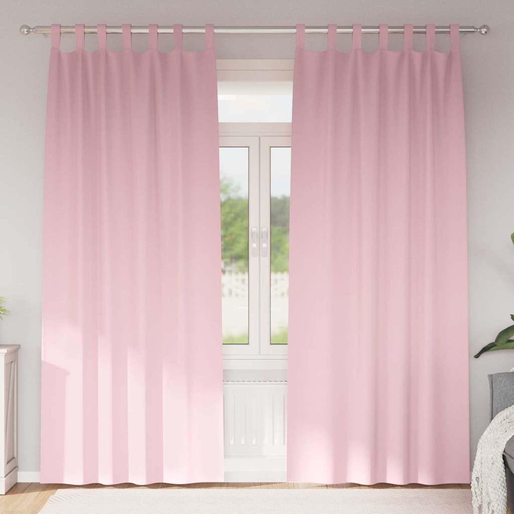 vidaXL Perdele cu perdele 2 pcs Roz bebeluș 245 x 140 cm Poliester