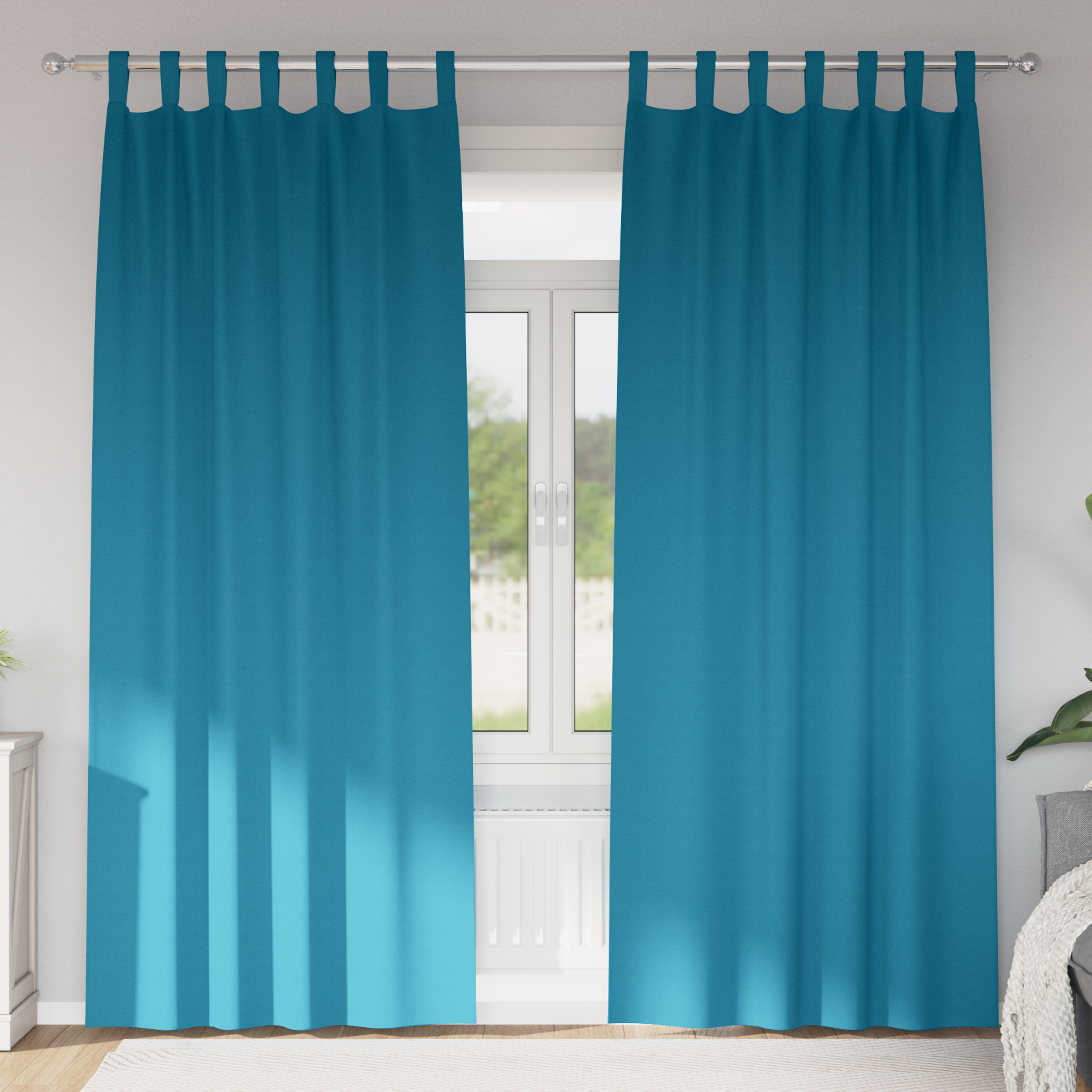 vidaXL Perdele opace cu perdele 2 pcs Turcoaz 225 x 140 cm Poliester