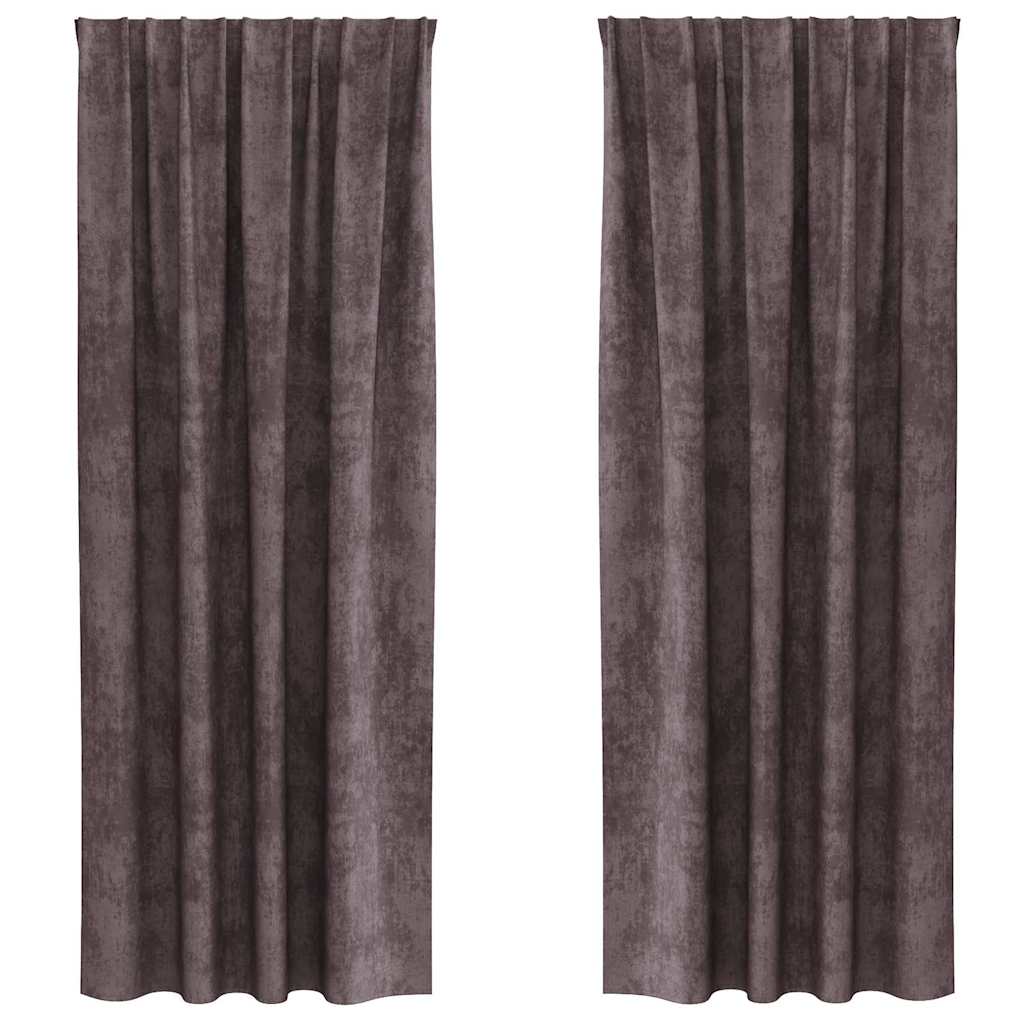 vidaXL Cortine din catifea cu perdele 2 pcs Maro 260 x 140 cm Catifea