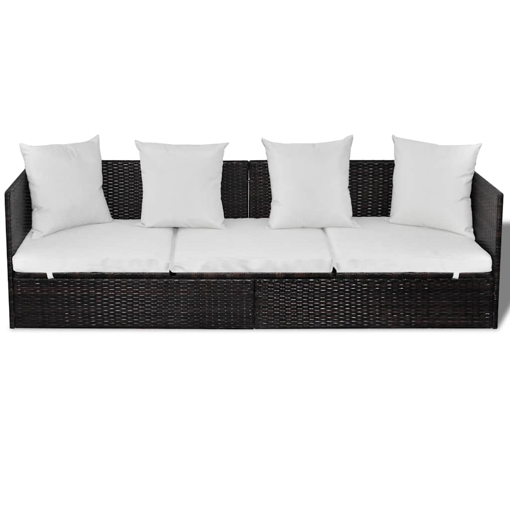 vidaXL Șezlong cu pernă Ajustabil Maro 200 x 60 x 58 cm Rattan poli