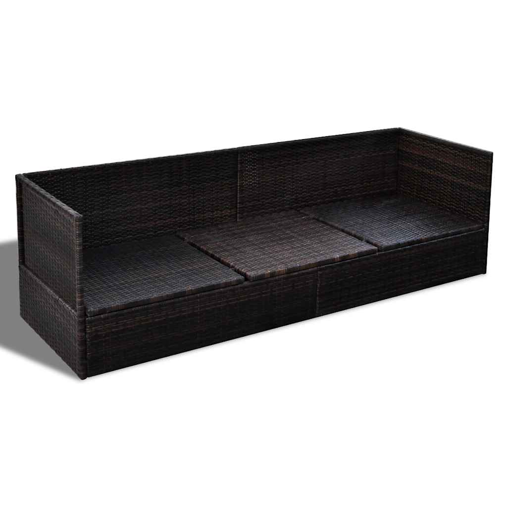vidaXL Șezlong cu pernă Ajustabil Maro 200 x 60 x 58 cm Rattan poli