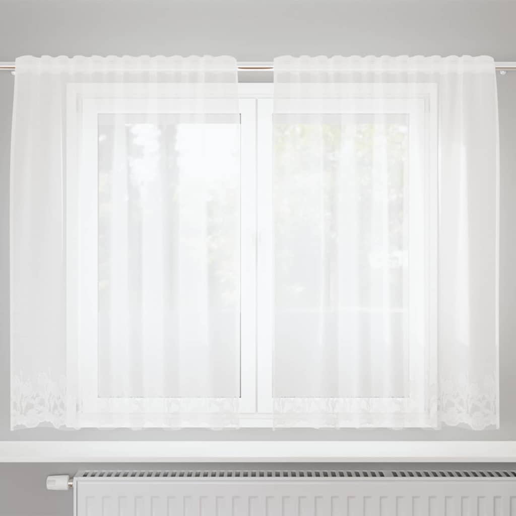 vidaXL Cortină din Dantelă cu perdele Alb 140 x 150 cm Poliester