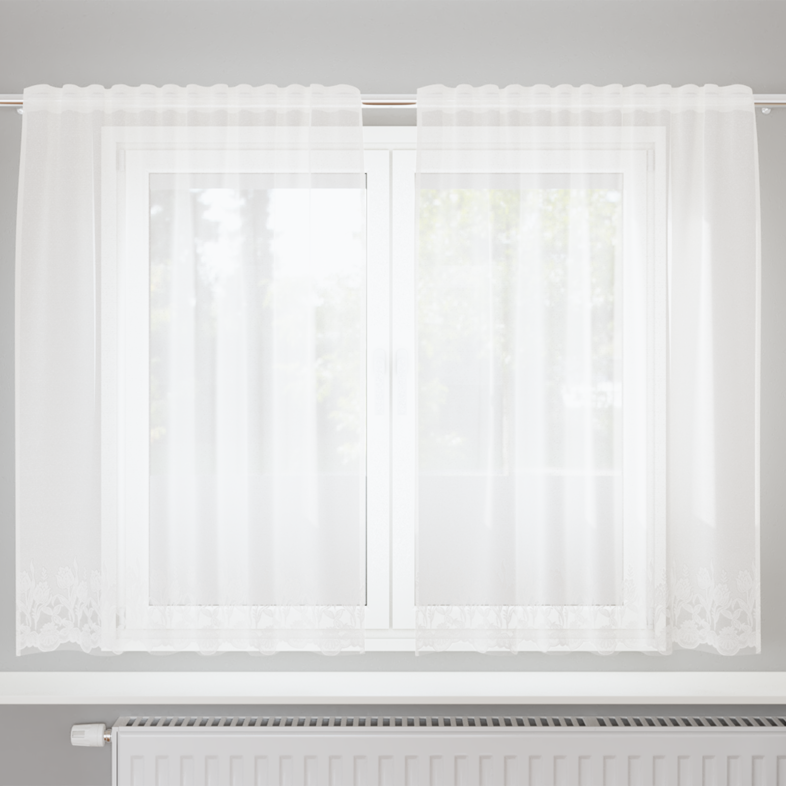 vidaXL Cortină din Dantelă cu perdele Alb 150 x 180 cm Poliester vidaXL Cortină din Dantelă cu perdele Alb 150 x 180 cm Poliester