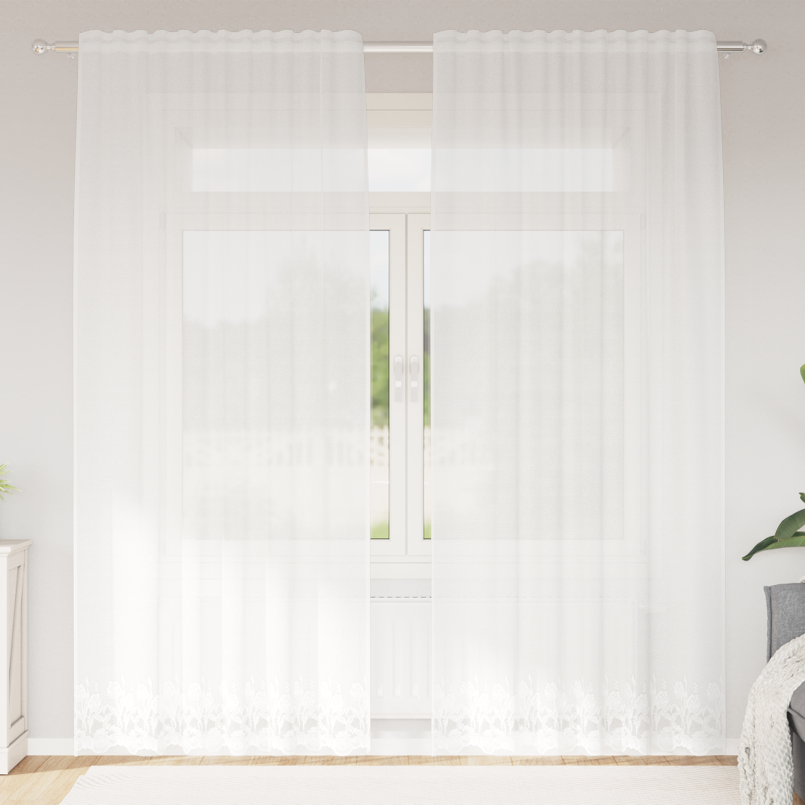 vidaXL Cortină din Dantelă cu perdele Alb 150 x 245 cm Poliester vidaXL Cortină din Dantelă cu perdele Alb 150 x 245 cm Poliester