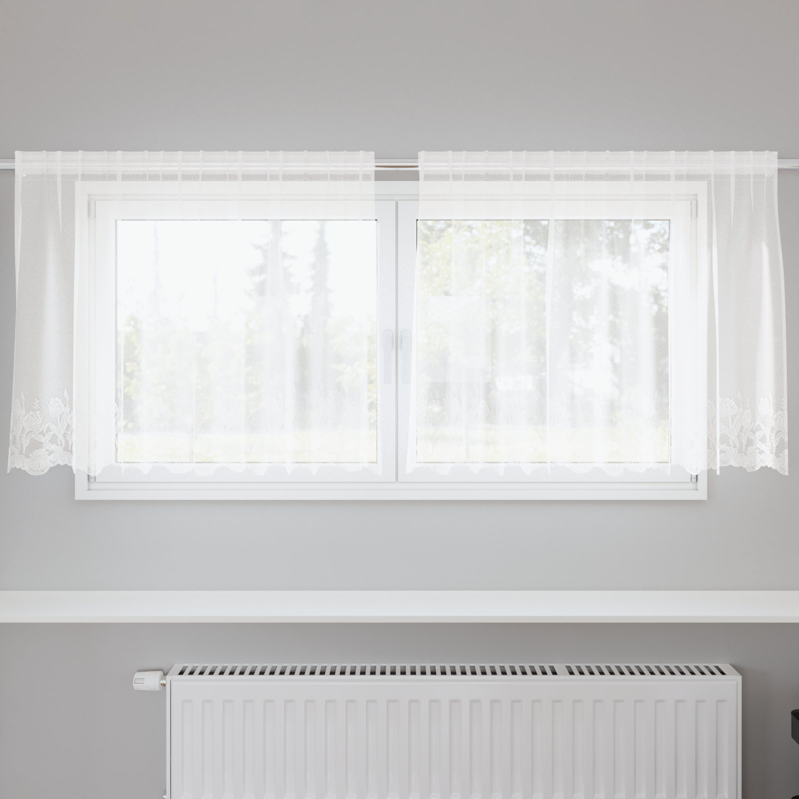 vidaXL Cortină din Dantelă cu perdele Floral Alb 200 x 100 cm Poliester vidaXL Cortină din Dantelă cu perdele Floral Alb 200 x 100 cm Poliester