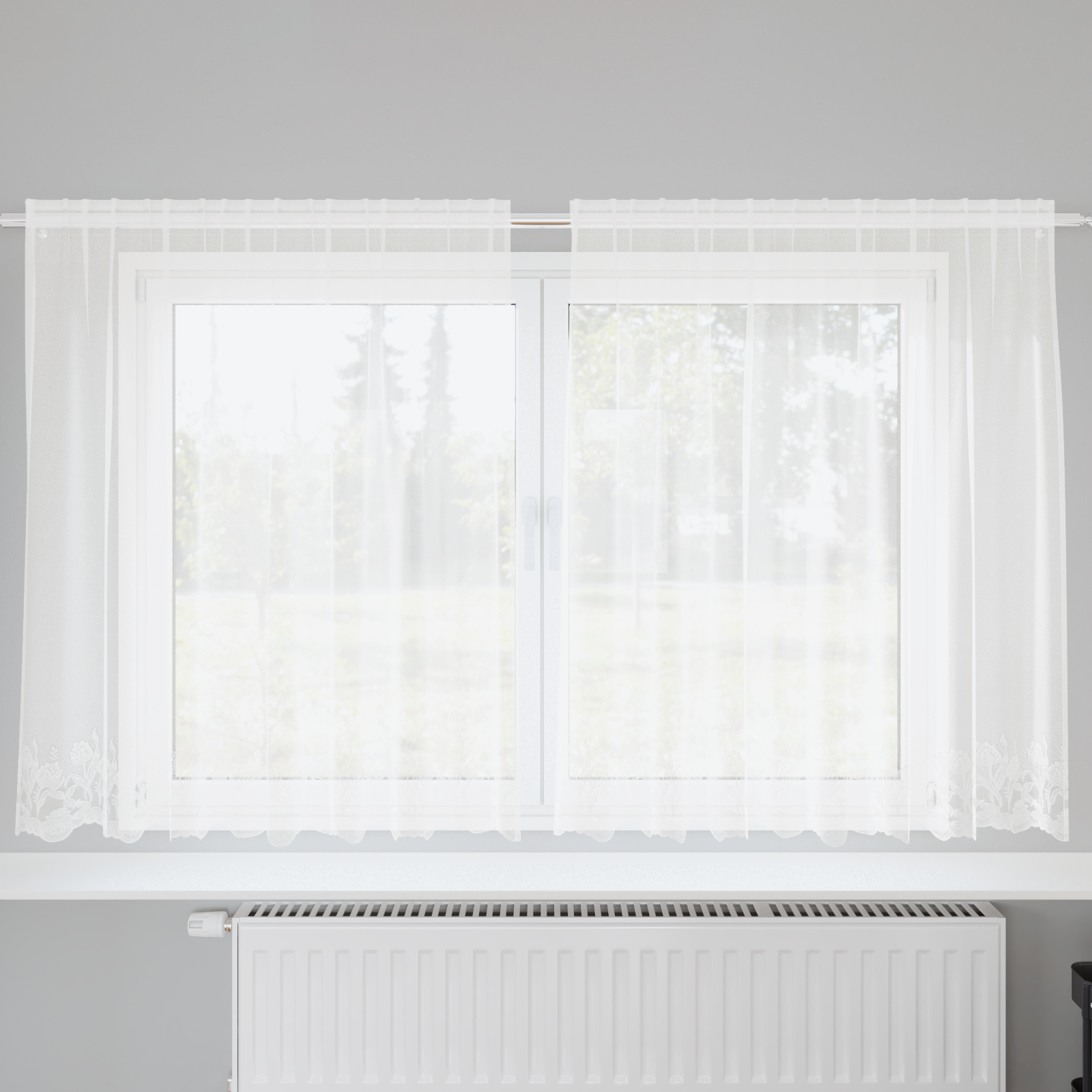 vidaXL Cortină din Dantelă cu perdele Floral Alb 200 x 180 cm Poliester vidaXL Cortină din Dantelă cu perdele Floral Alb 200 x 180 cm Poliester