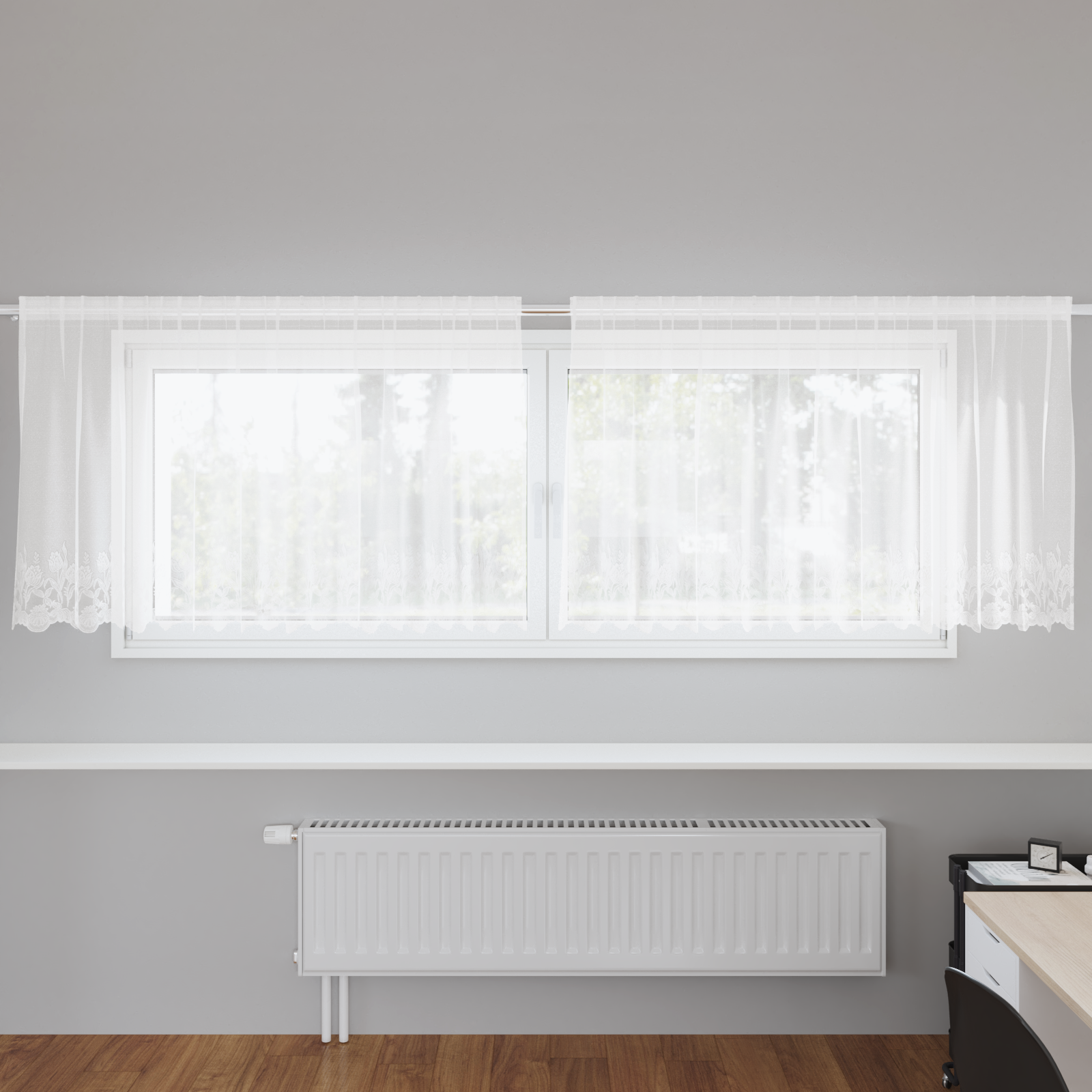 vidaXL Cortină din Dantelă cu perdele Floral Alb 300 x 120 cm Poliester vidaXL Cortină din Dantelă cu perdele Floral Alb 300 x 120 cm Poliester