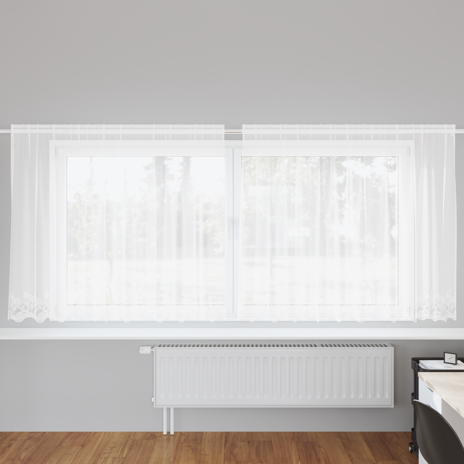 vidaXL Cortină din Dantelă cu perdele Alb 300 x 140 cm Poliester vidaXL Cortină din Dantelă cu perdele Alb 300 x 140 cm Poliester