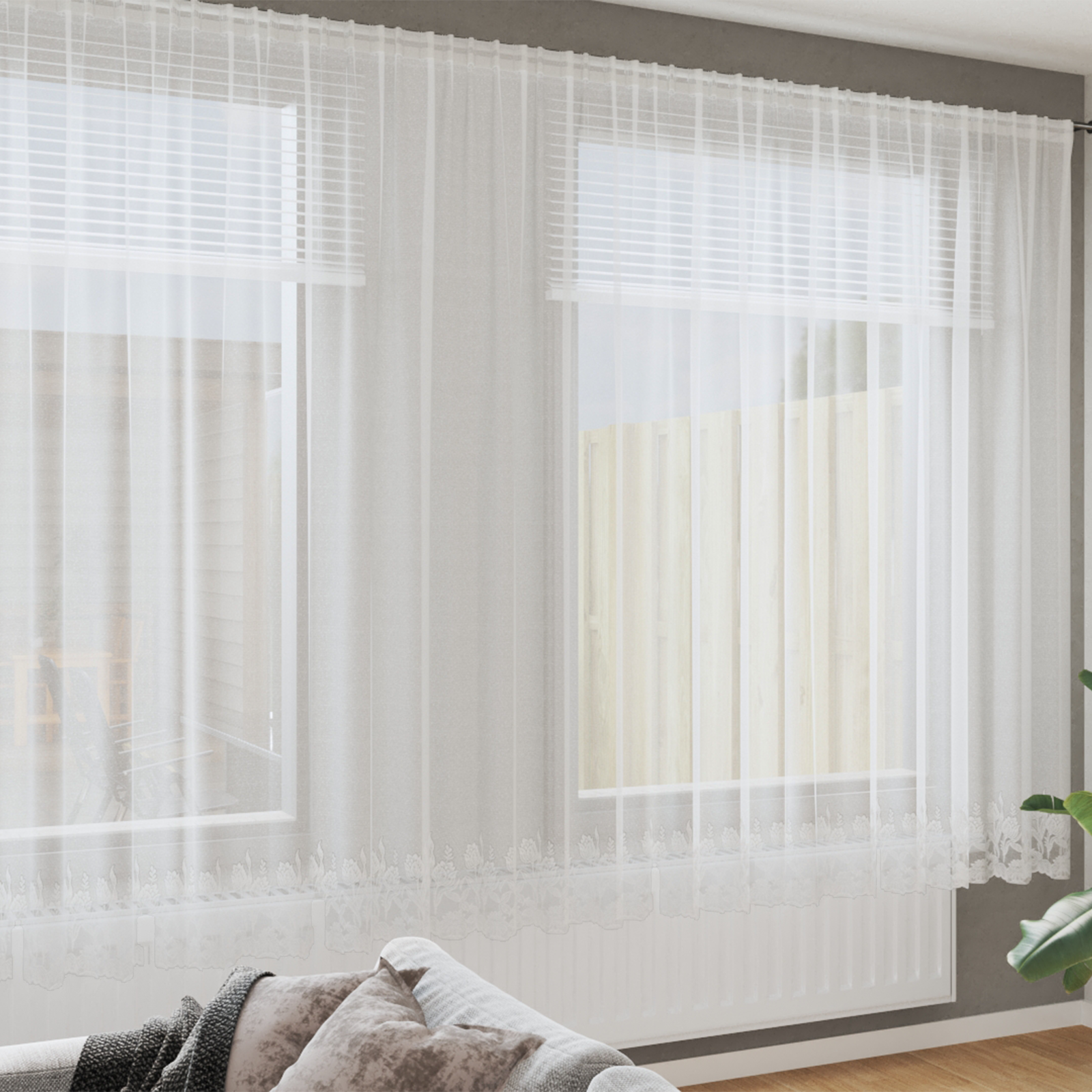 vidaXL Cortină din Dantelă cu perdele Alb 750 x 245 cm Poliester vidaXL Cortină din Dantelă cu perdele Alb 750 x 245 cm Poliester