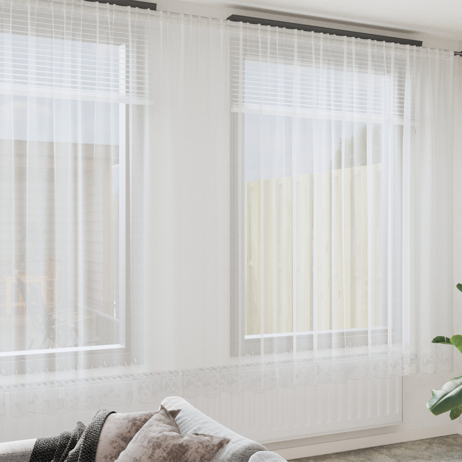 vidaXL Cortină din Dantelă cu perdele Alb 750 x 260 cm Poliester vidaXL Cortină din Dantelă cu perdele Alb 750 x 260 cm Poliester