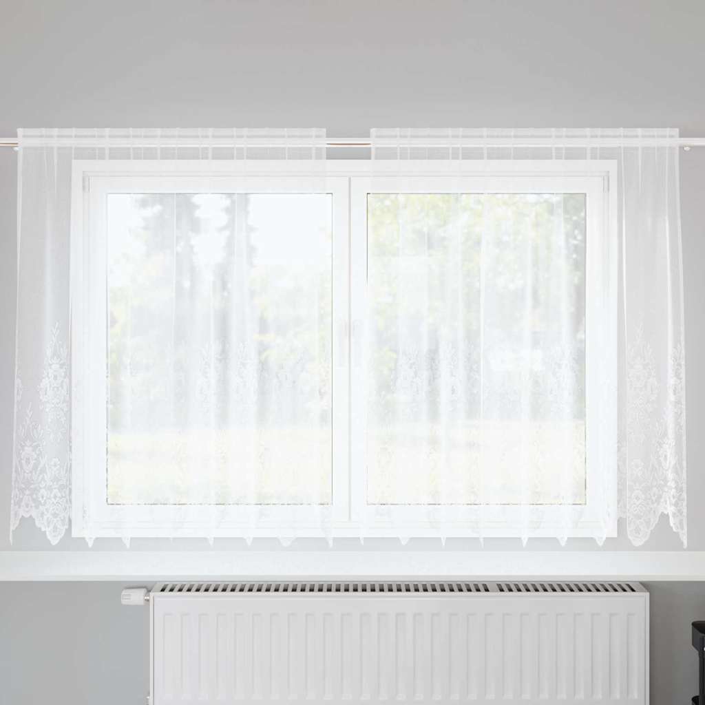 vidaXL Cortină din Dantelă cu perdele Alb 140 x 200 cm Poliester