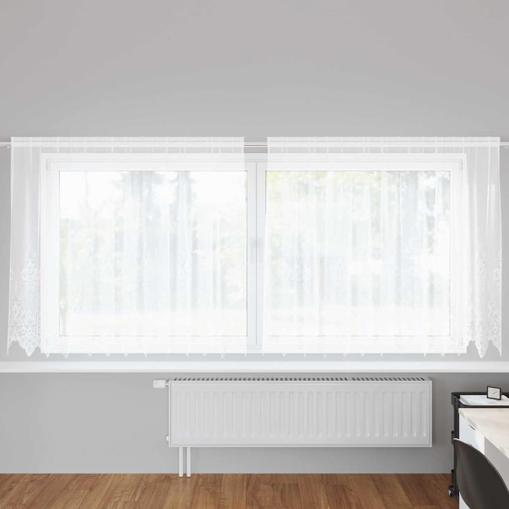 vidaXL Cortină din Dantelă cu perdele Alb 160 x 300 cm Poliester