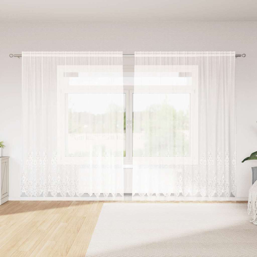 vidaXL Cortină din Dantelă cu perdele Alb 220 x 300 cm Poliester