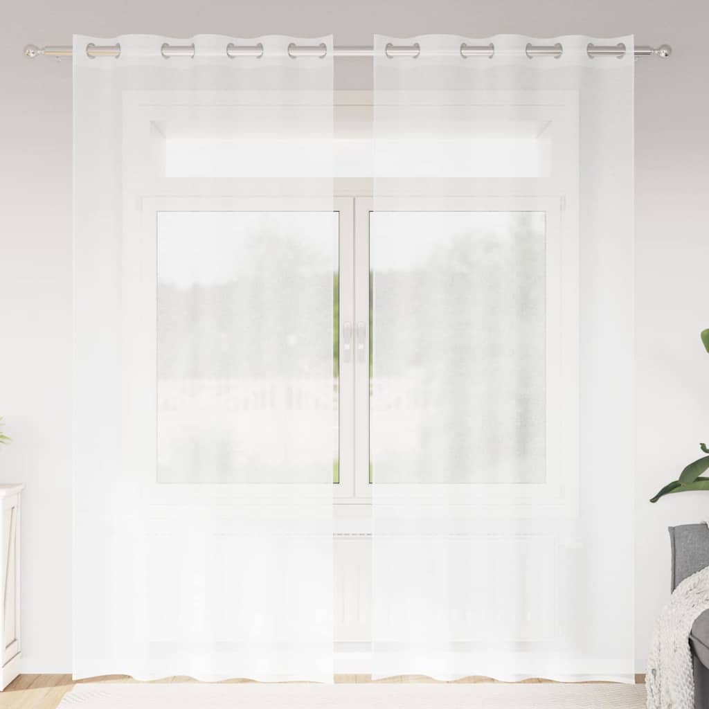 vidaXL Perdele cu perdele 2 pcs Alb 140 x 260 cm Poliester