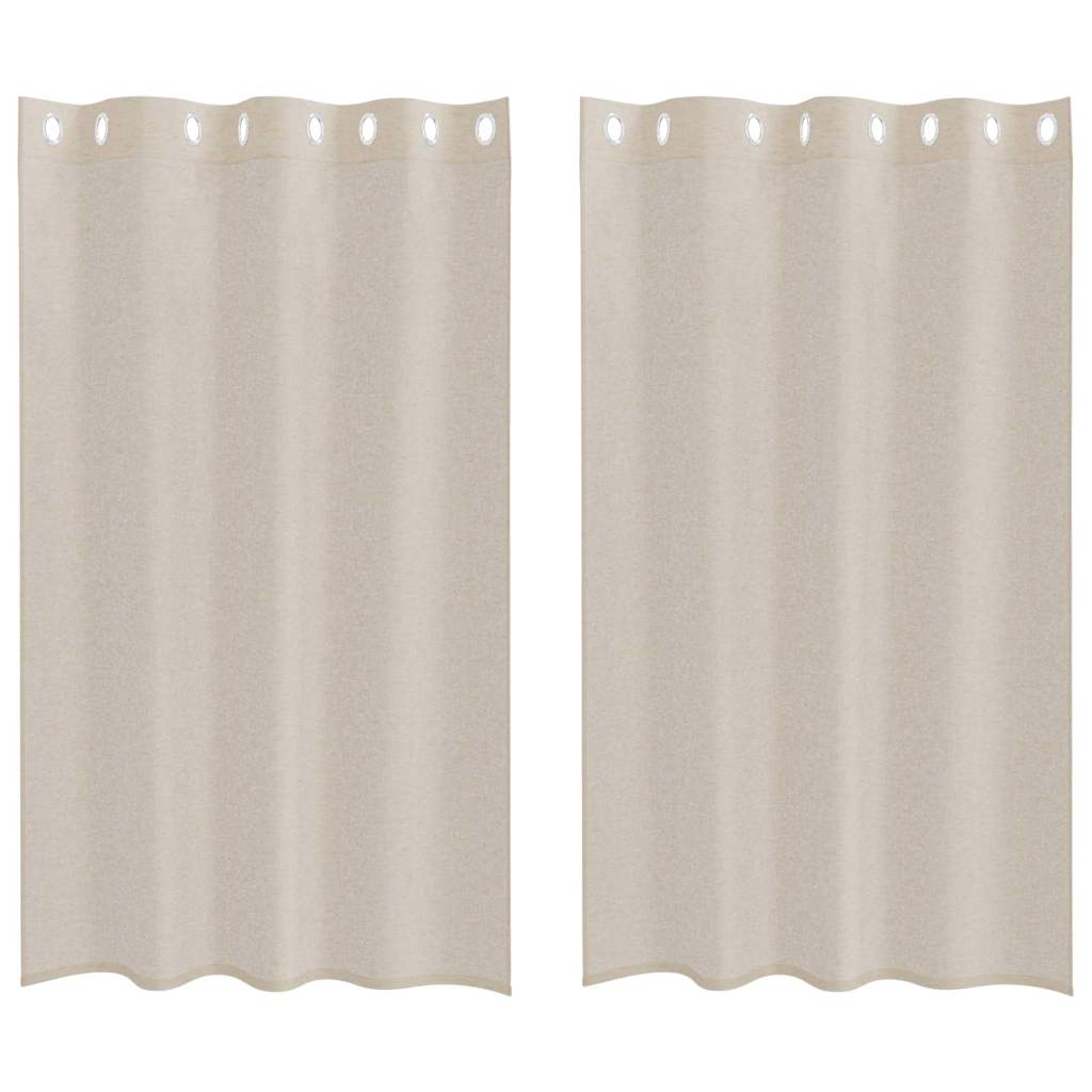 vidaXL Perdele cu perdele 2 pcs Nisip 140 x 175 cm Poliester