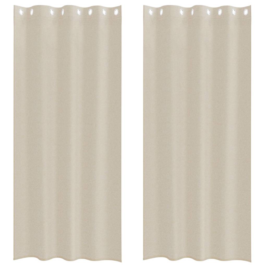 vidaXL Perdele cu perdele 2 pcs Nisip 140 x 245 cm Poliester vidaXL Perdele cu perdele 2 pcs Nisip 140 x 245 cm Poliester